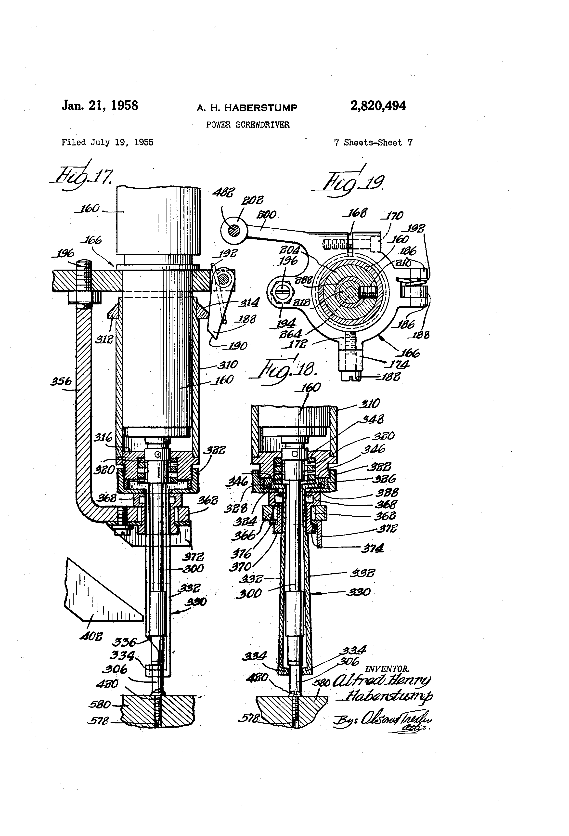 Patent US2820494 Power screwdriver Google Patents