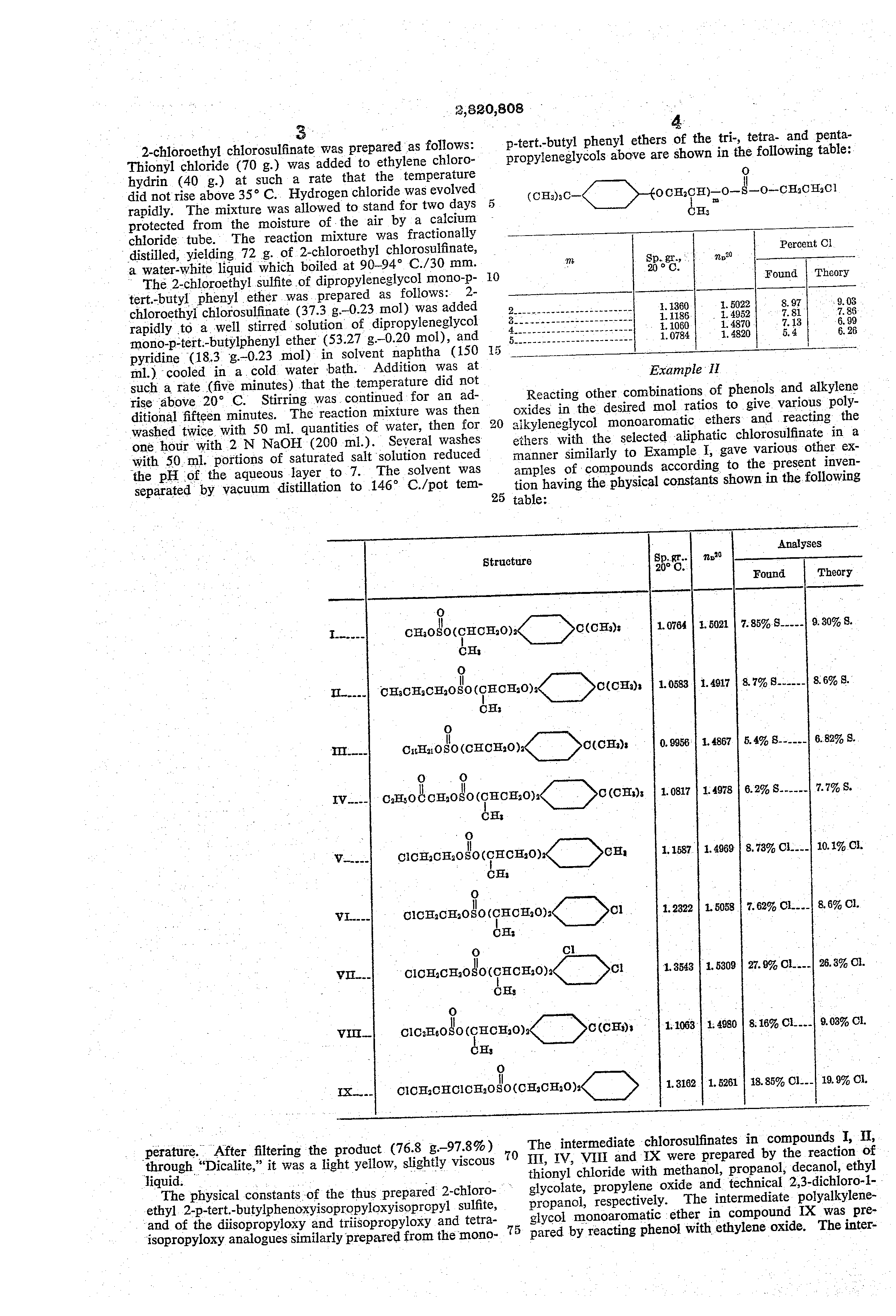 Patent Us2820808 Organic Esters Of Sulfurous Acid Google Patents Patent Drawing