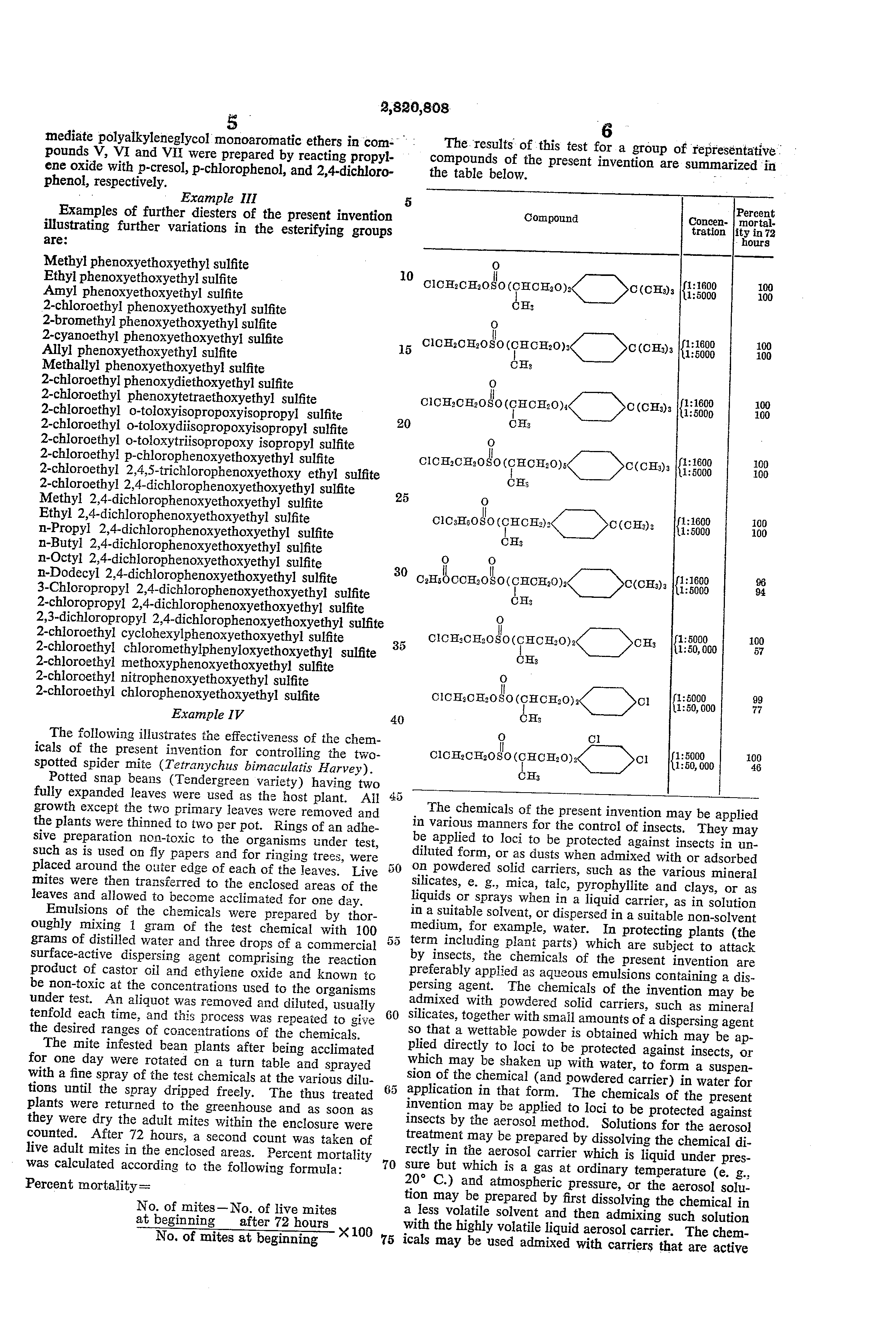 Patent Us2820808 Organic Esters Of Sulfurous Acid Google Patents Patent Drawing