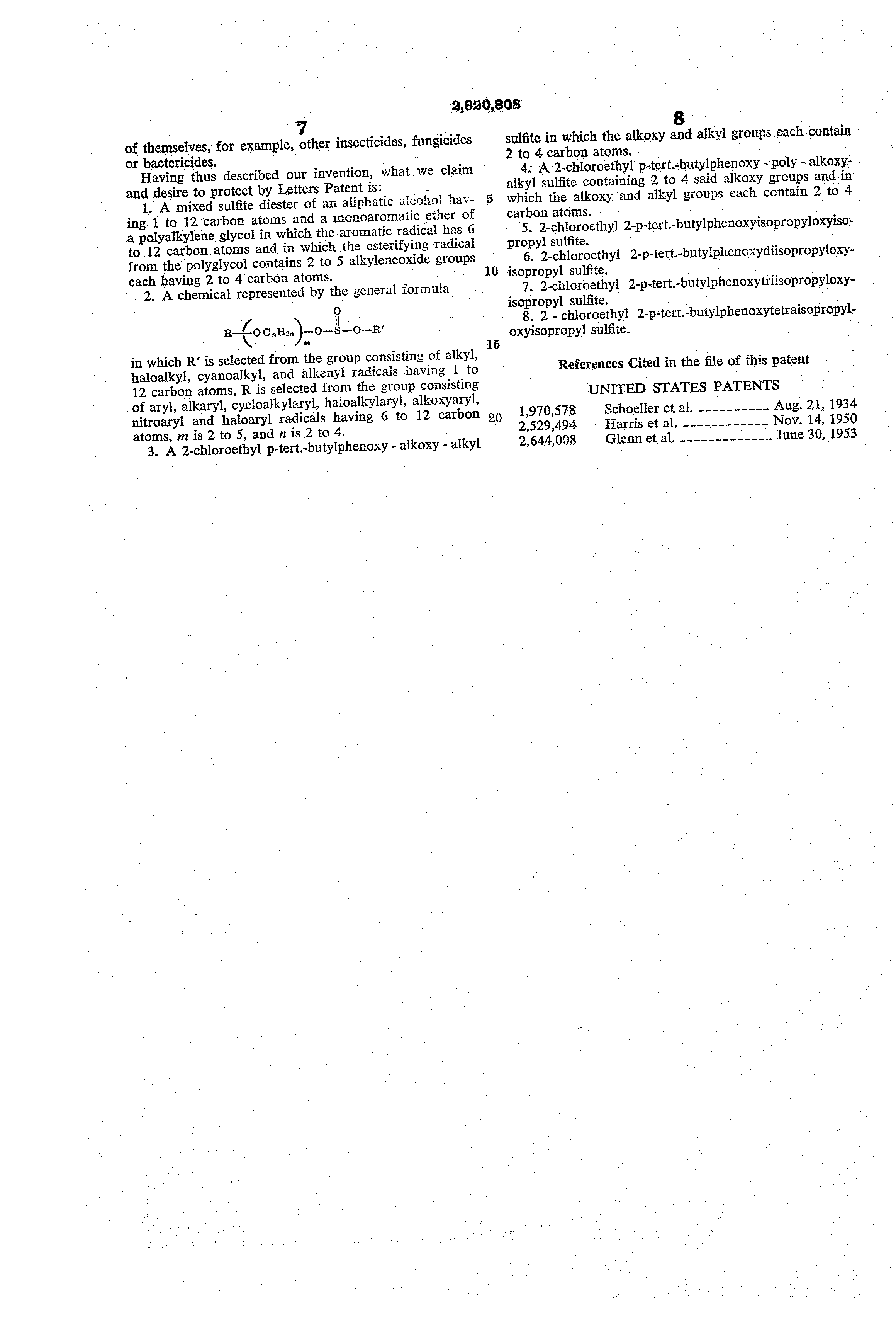 Patent Us2820808 Organic Esters Of Sulfurous Acid Google Patents Patent Drawing