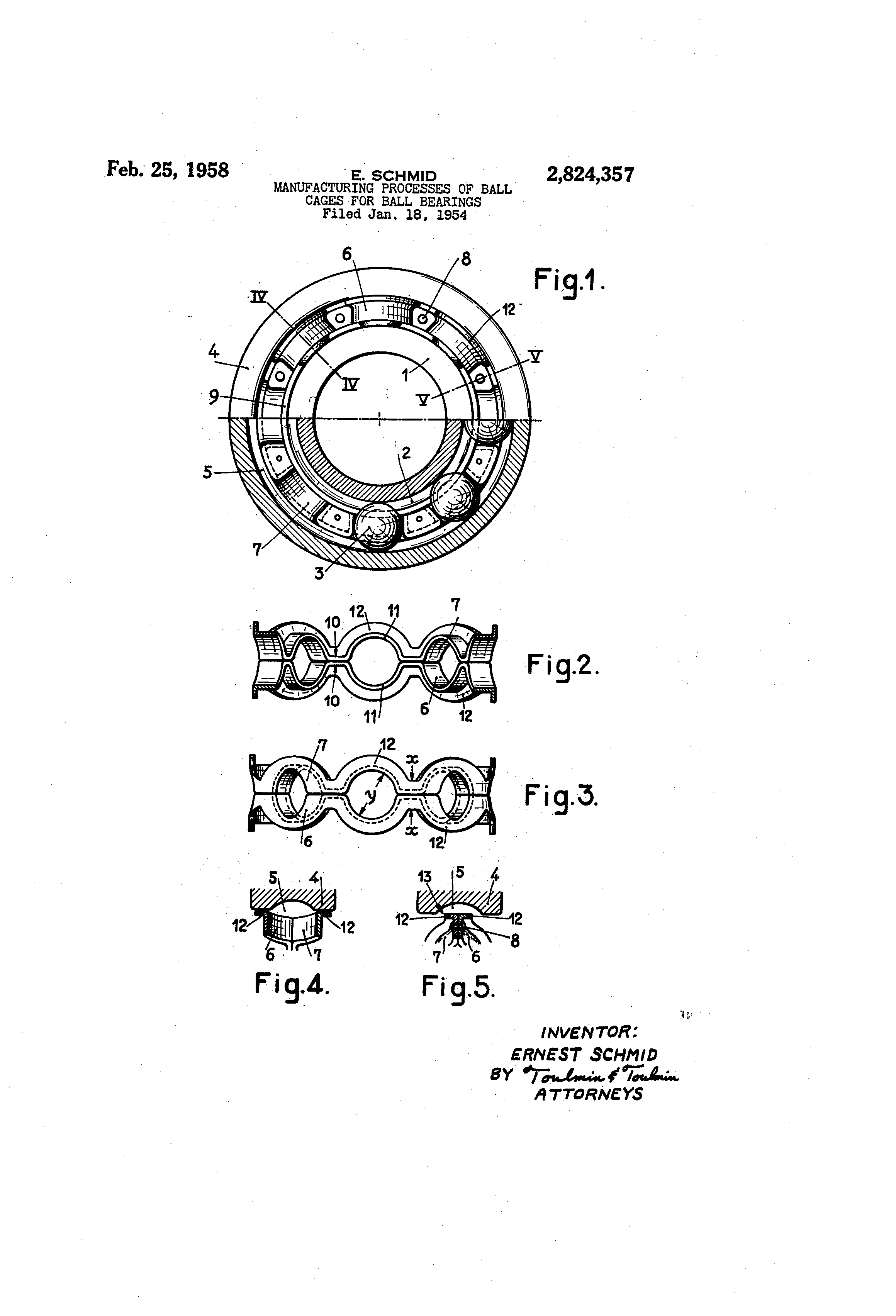 Patent US2824357 Manufacturing processes of ball cages for ball