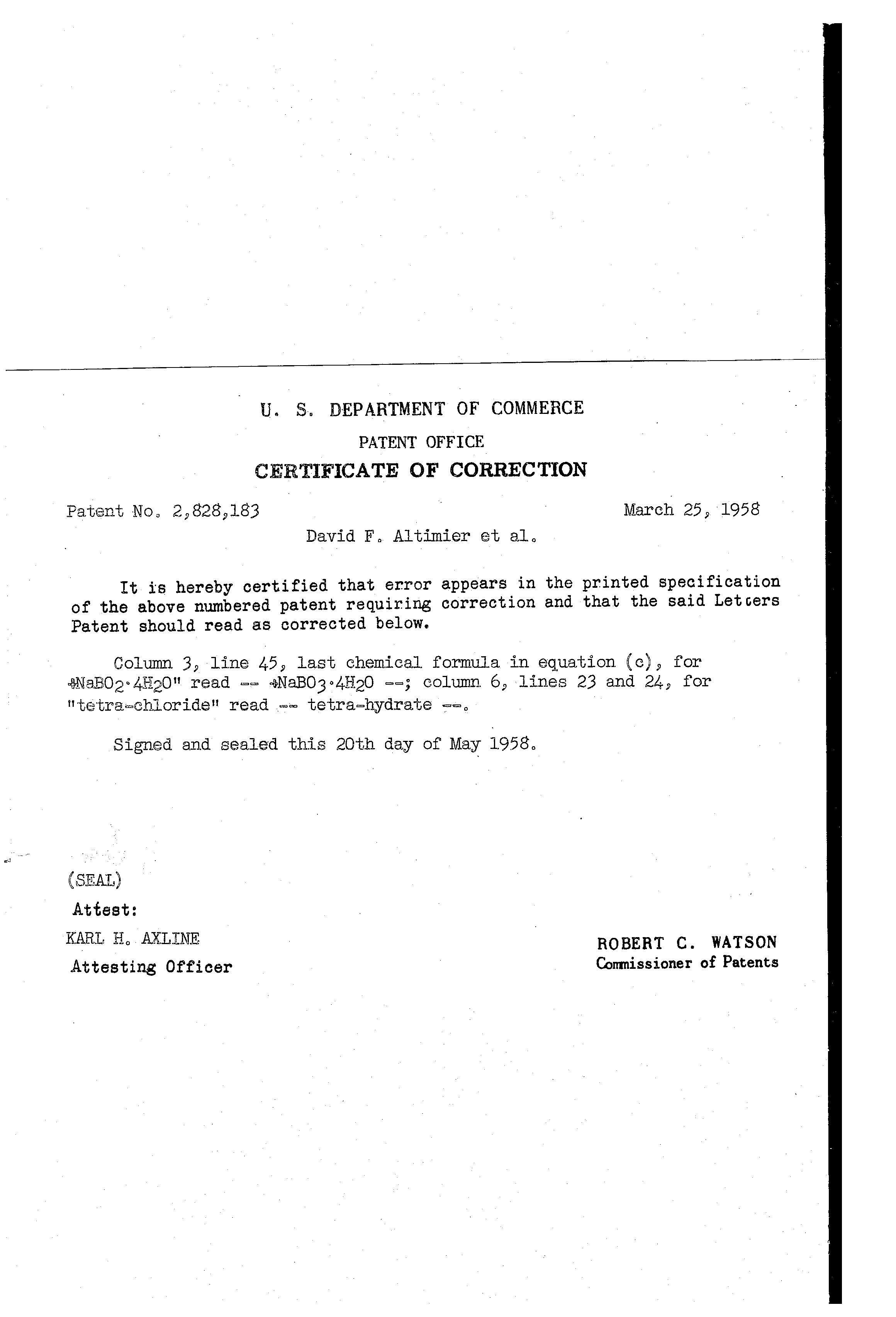 Patent Us2828183 Production Of Sodium Perborate Google Patents Patent Drawing