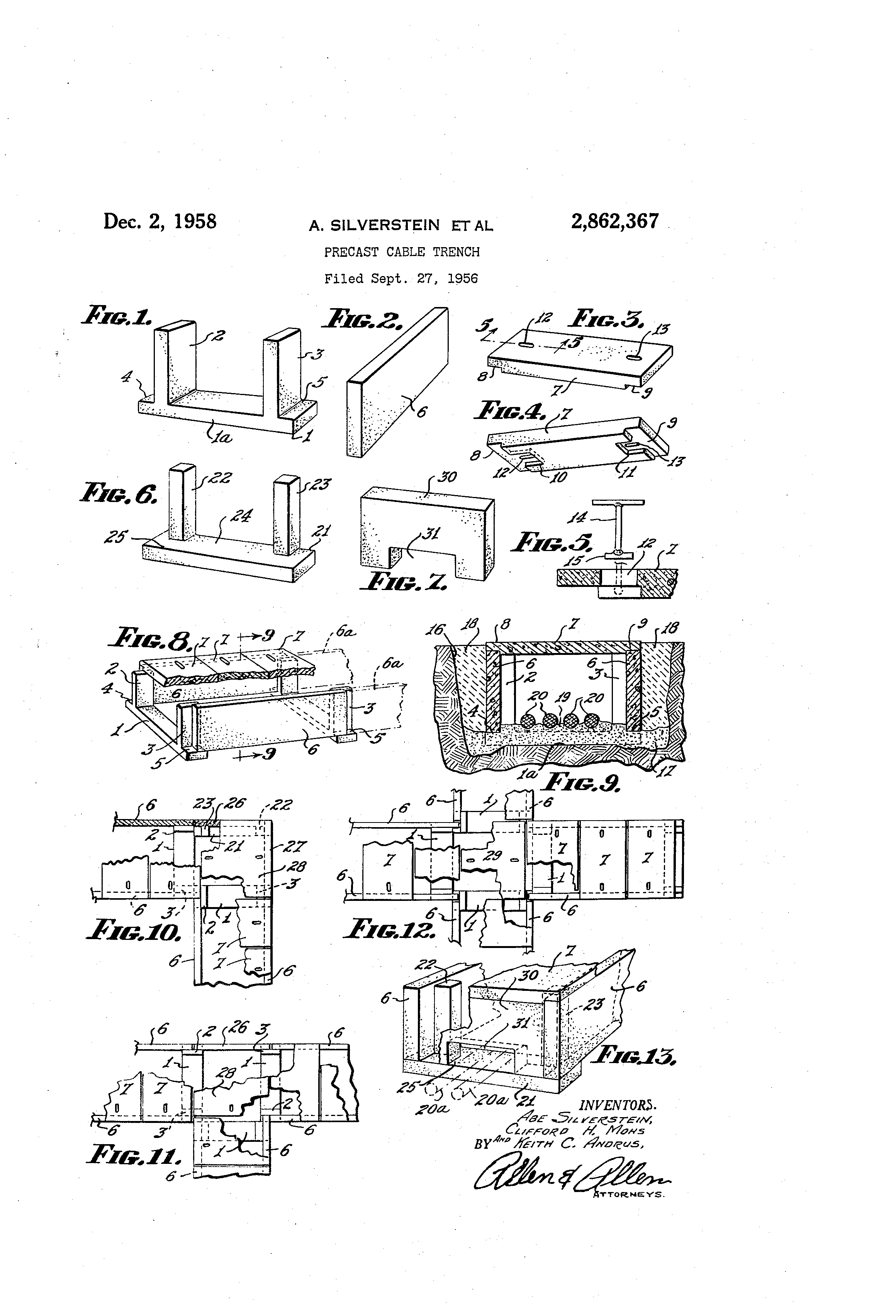 Patent US2862367 Precast cable trench Google Patents