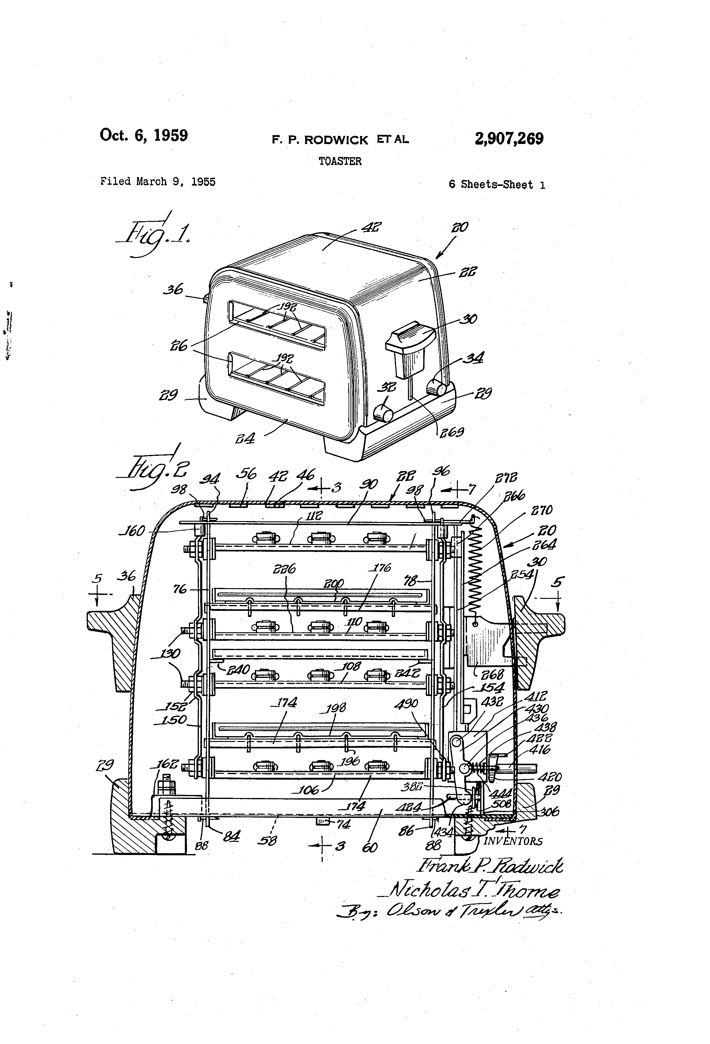 Patent US2907269 Toaster Google Patentsuche