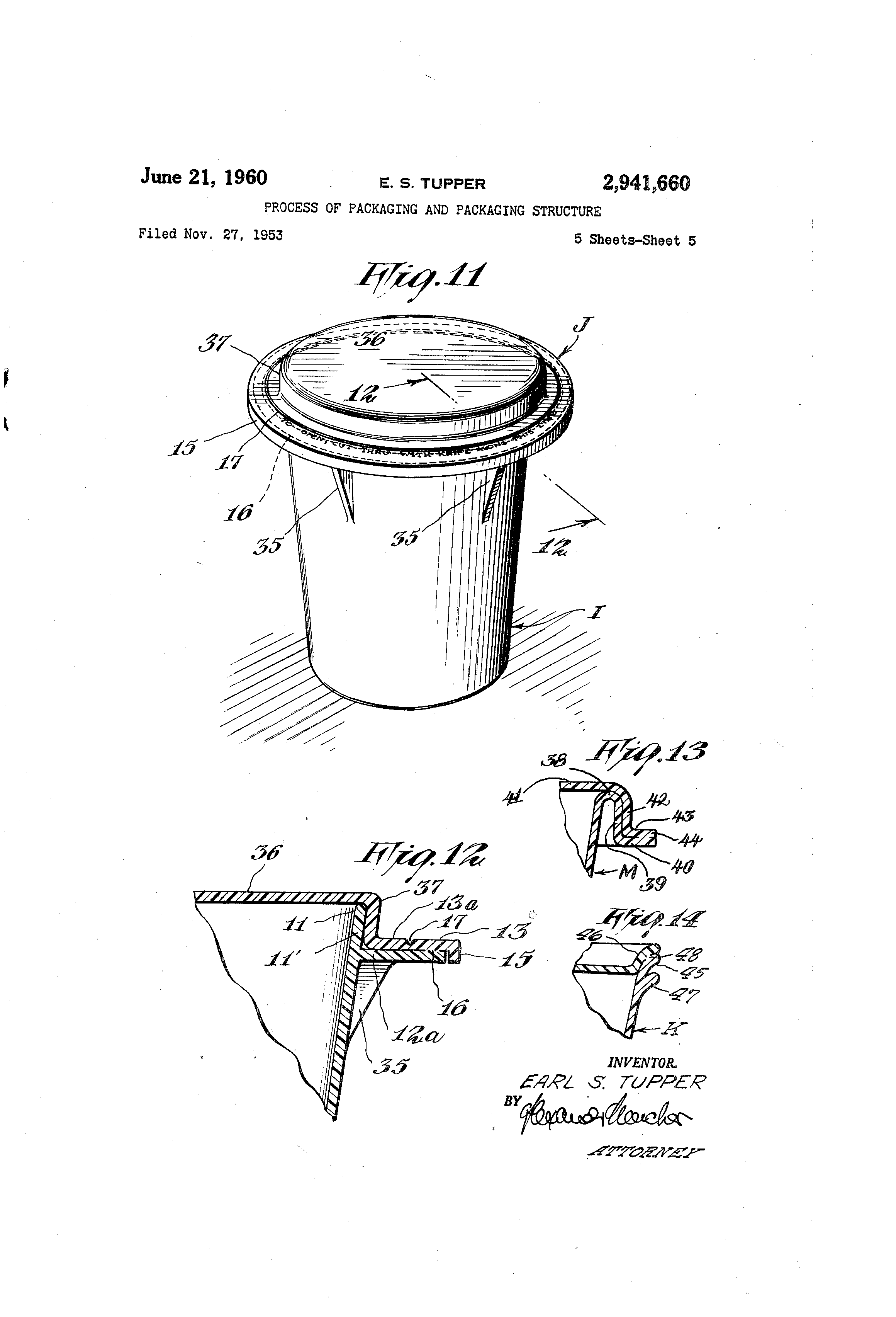 Patent US2941660 Process of packaging and packaging structure