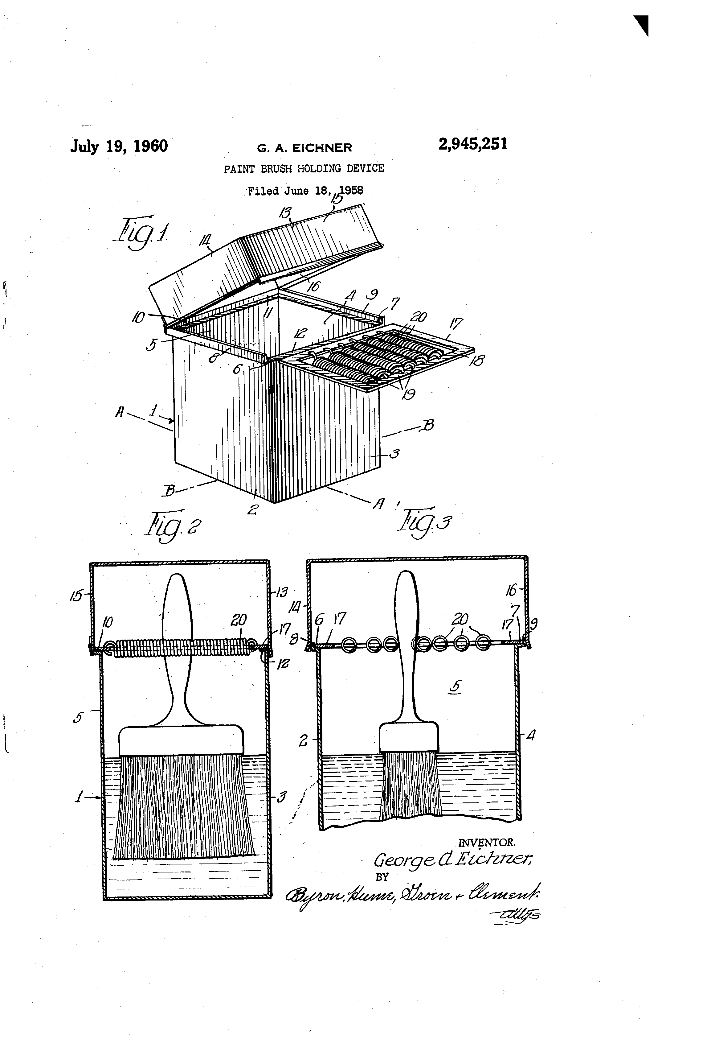 Patent US2945251 Paint brush holding device Google Patents