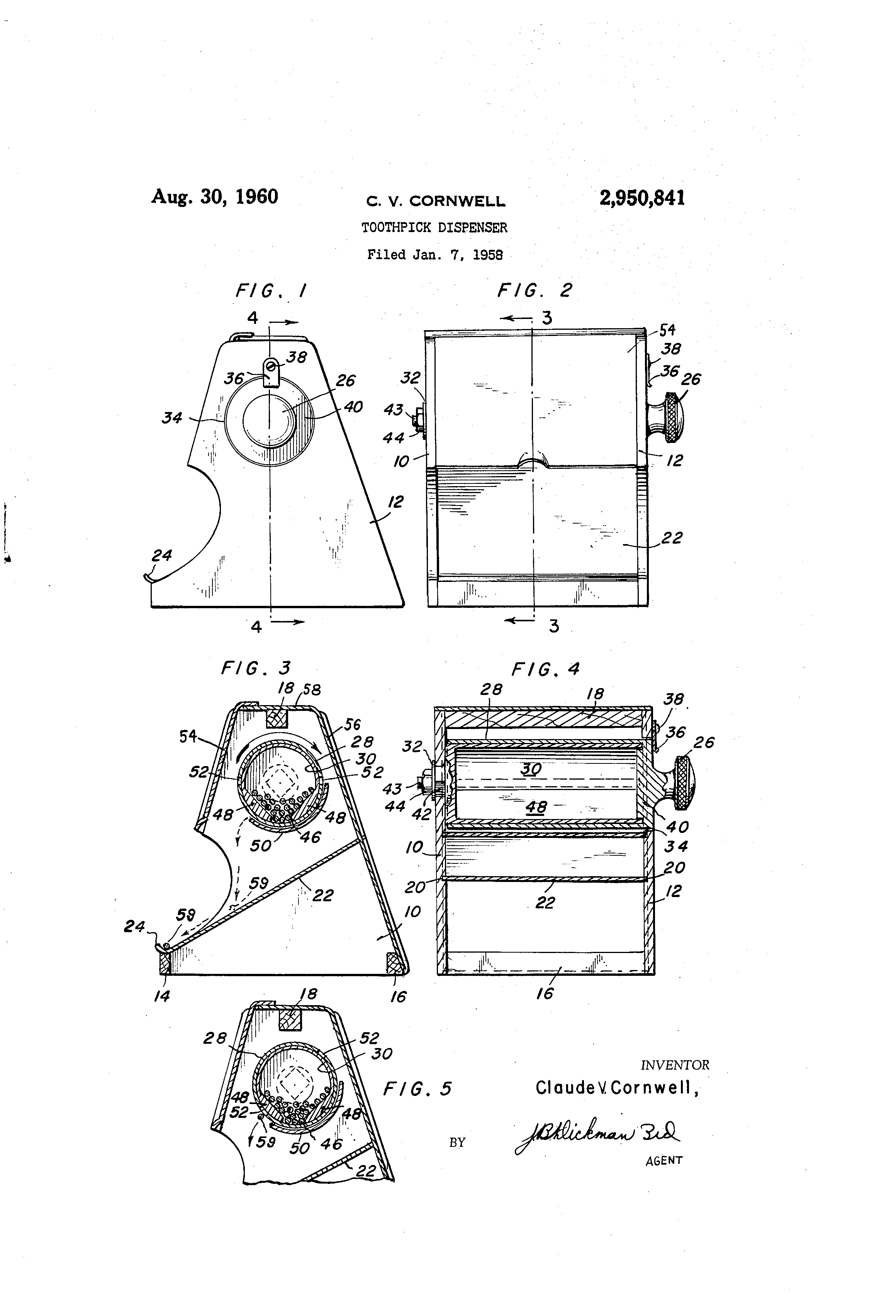 Patent US2950841 Toothpick dispenser Google Patents