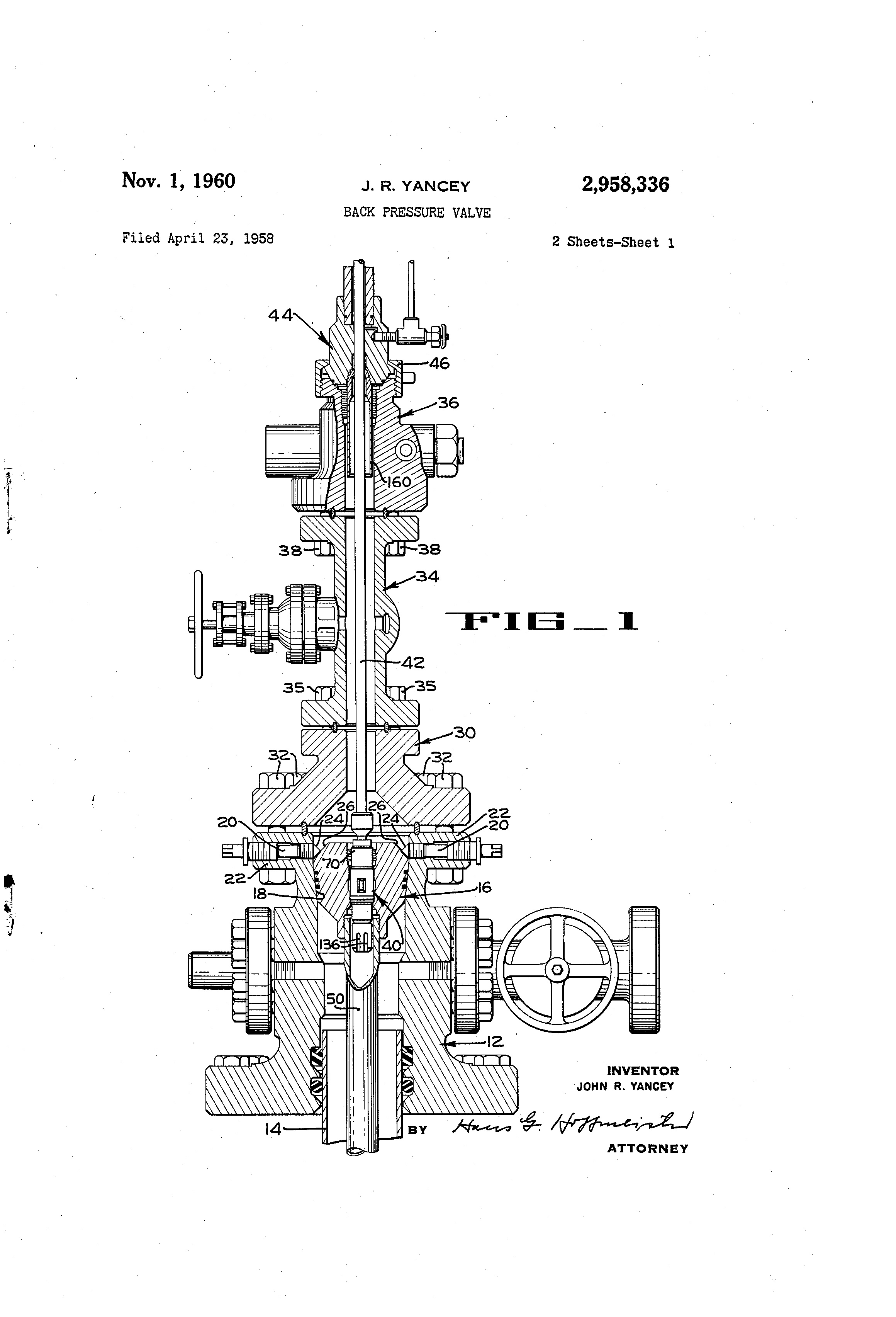 Patent US2958336 Back pressure valve Google Patents