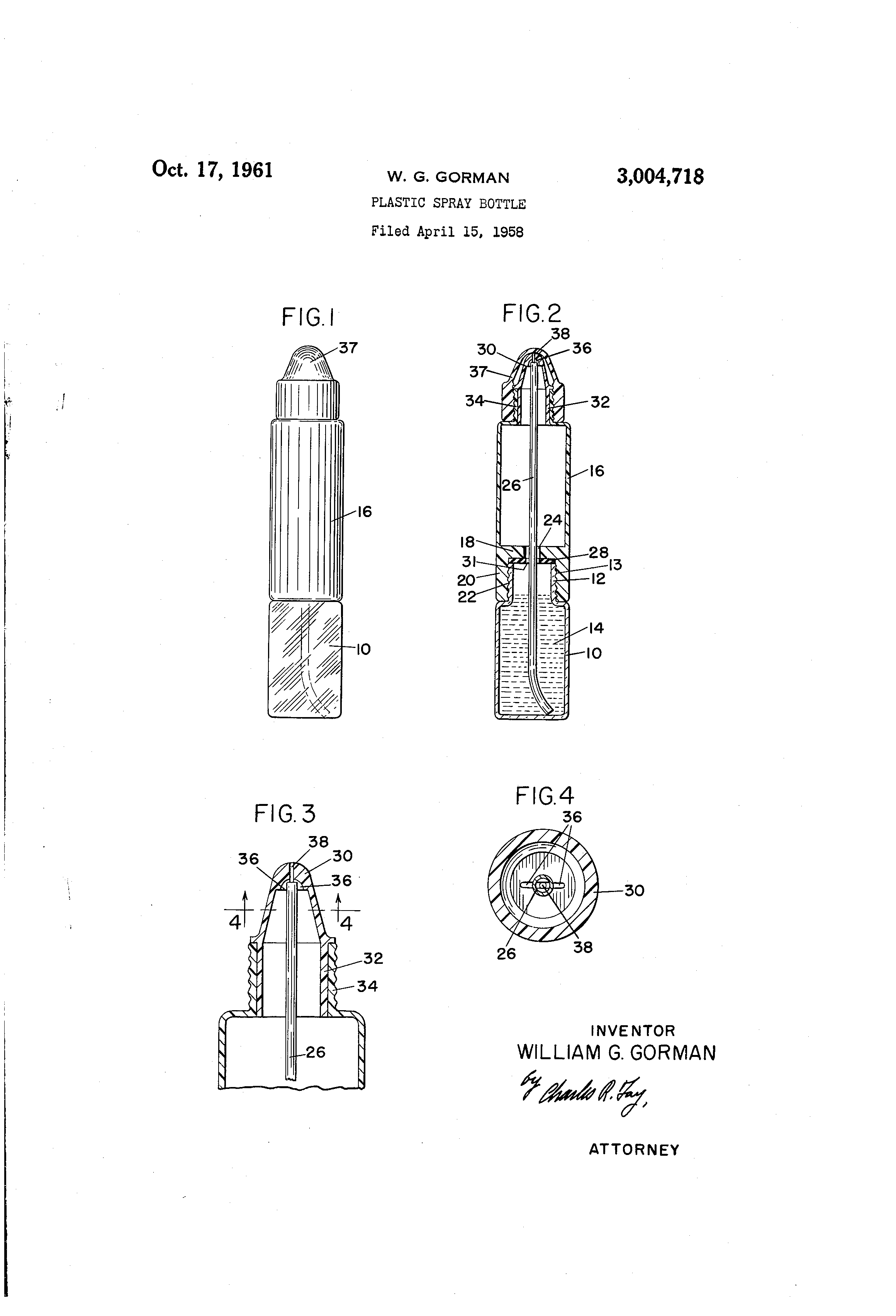 Patent US3004718 Plastic spray bottle Google Patents