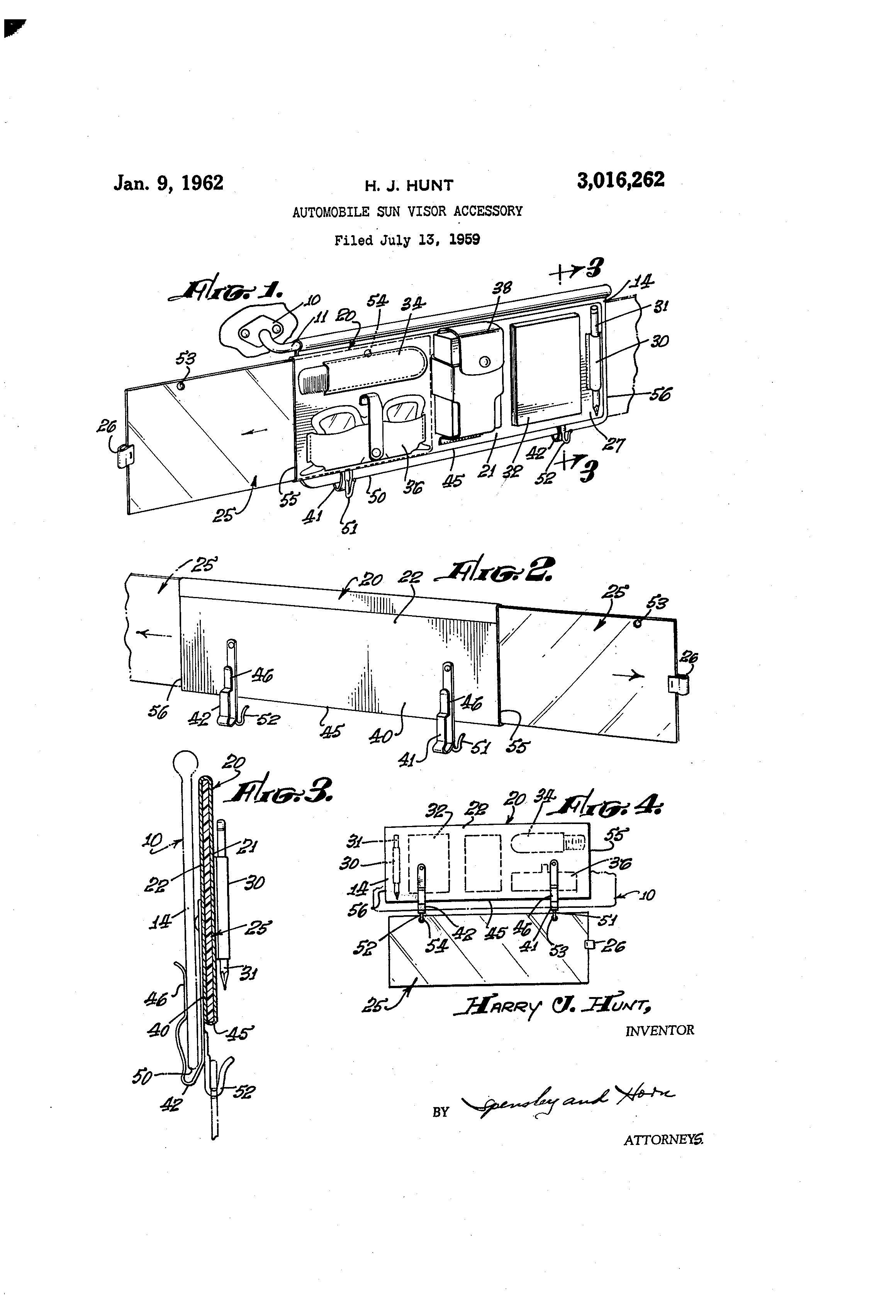 Patent US3016262 Automobile sun visor accessory Google Patents