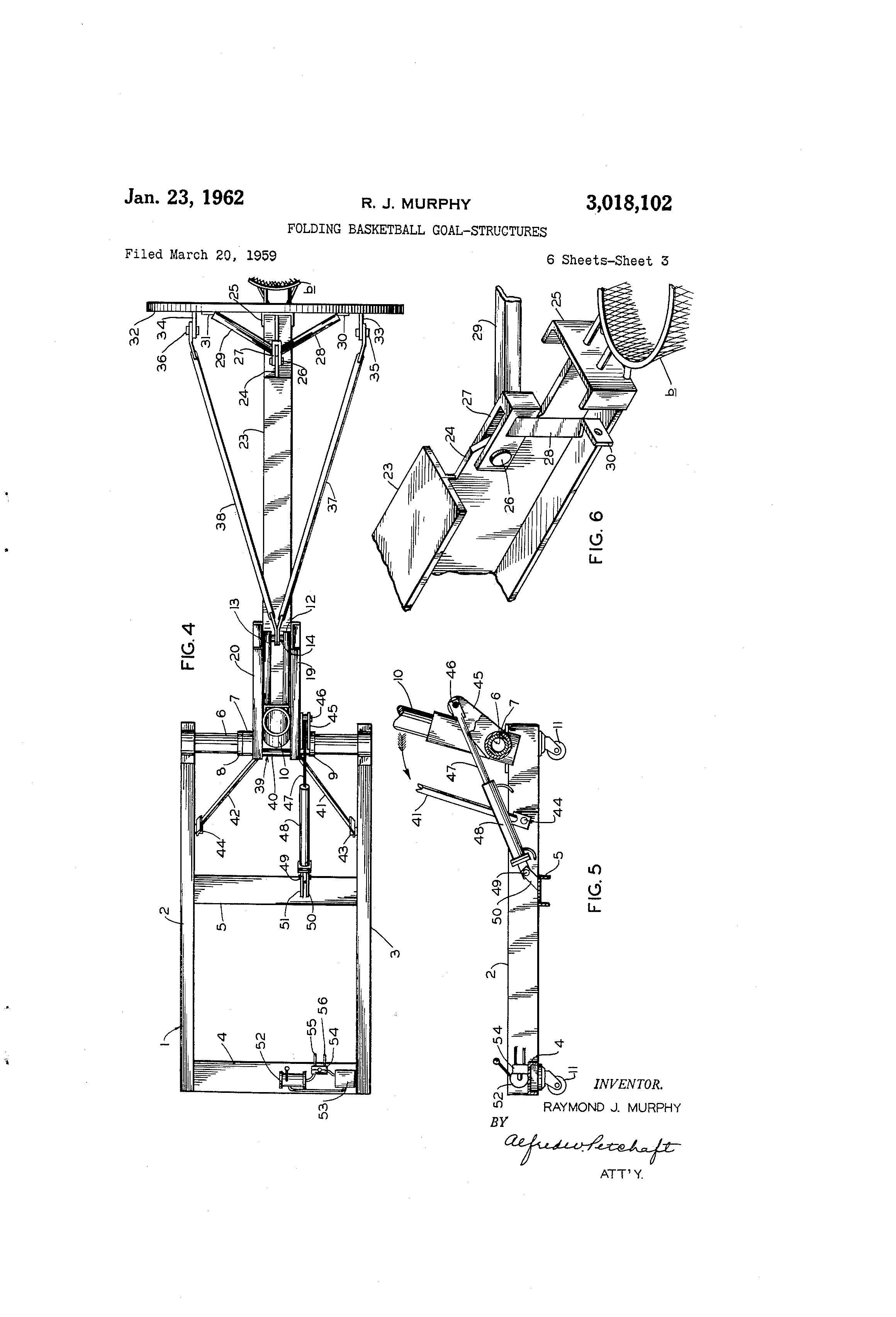 Patent US3018102 Folding basketball goalstructures Google Patents