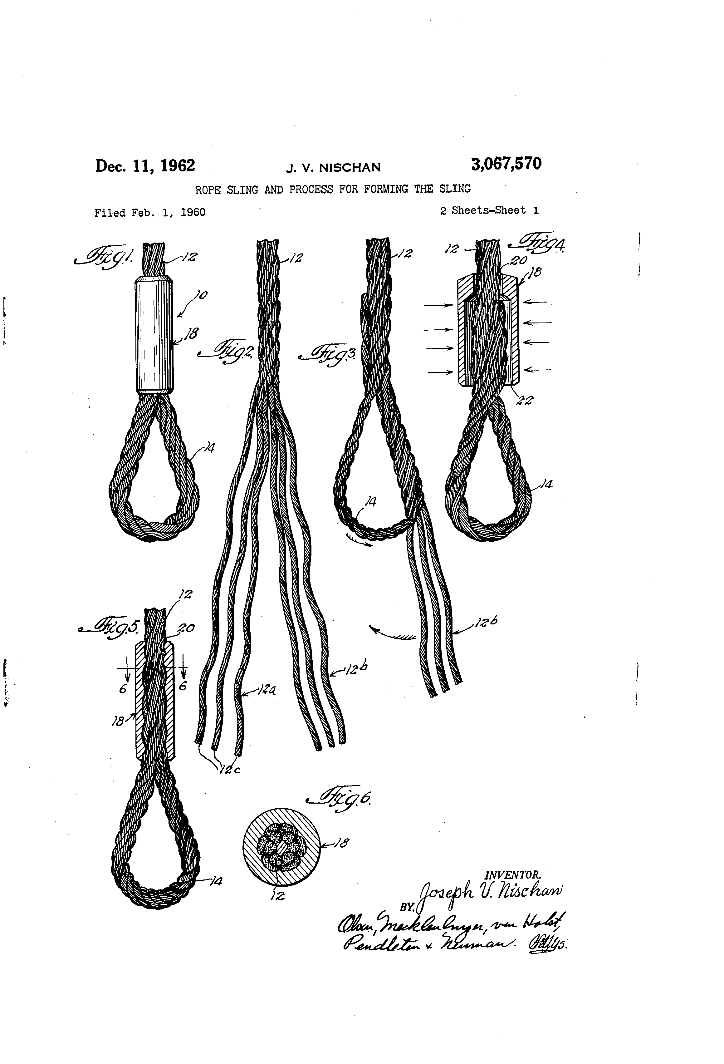 Patent US3067570 Rope sling and process for forming the sling