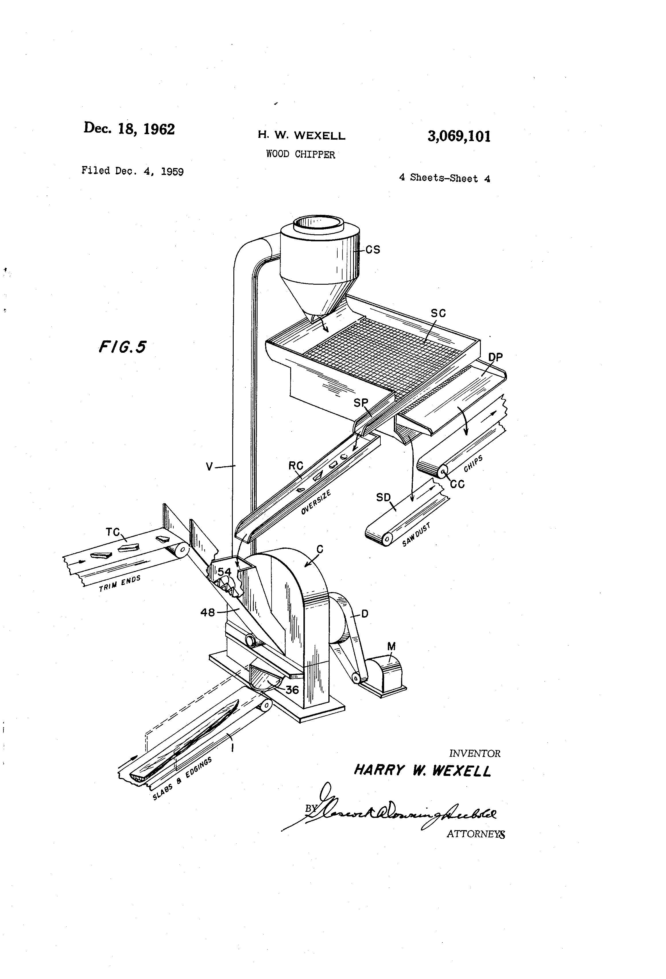 Patent US3069101 Wood chipper Google Patents
