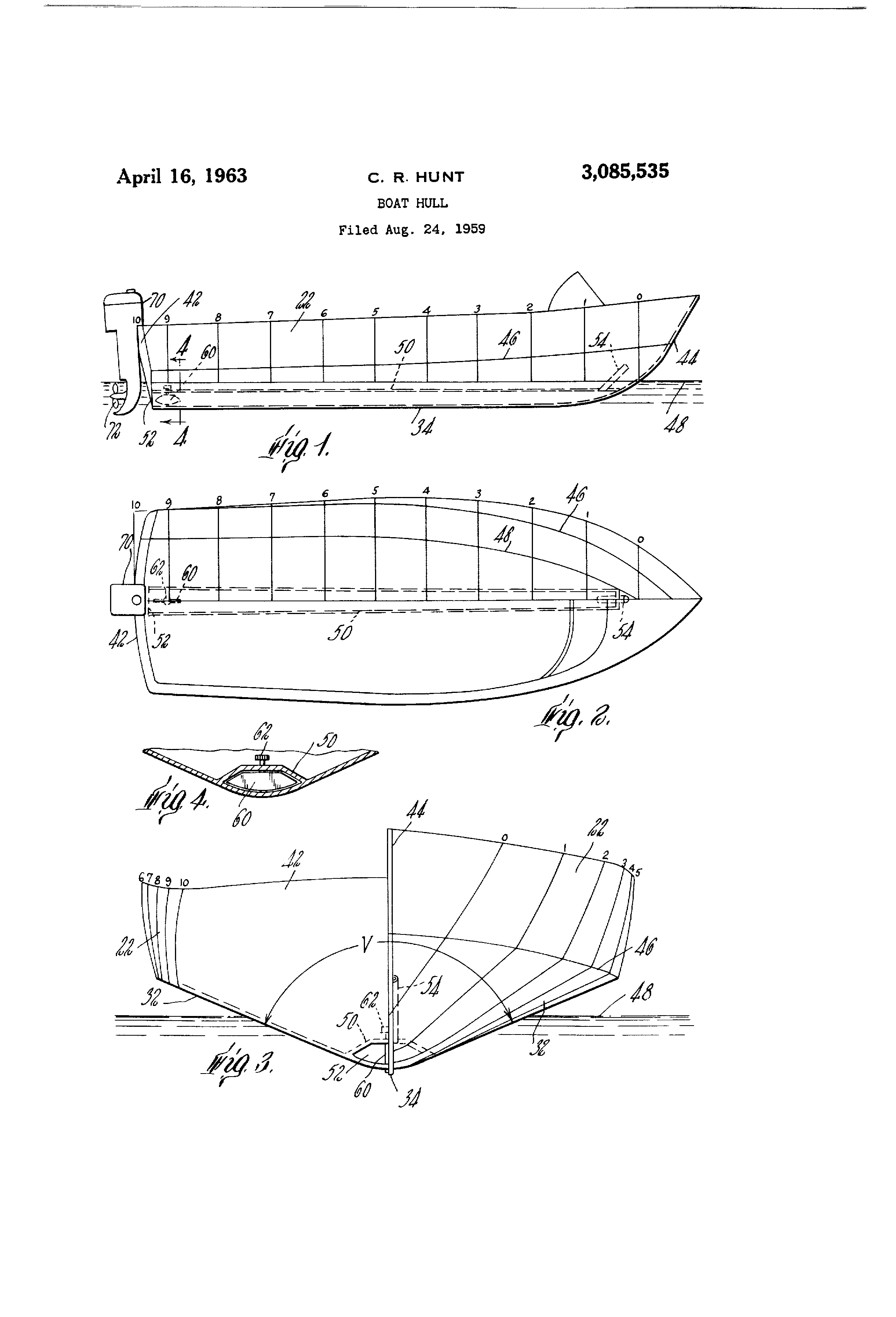 Patent US3085535 Boat hull Google Patents