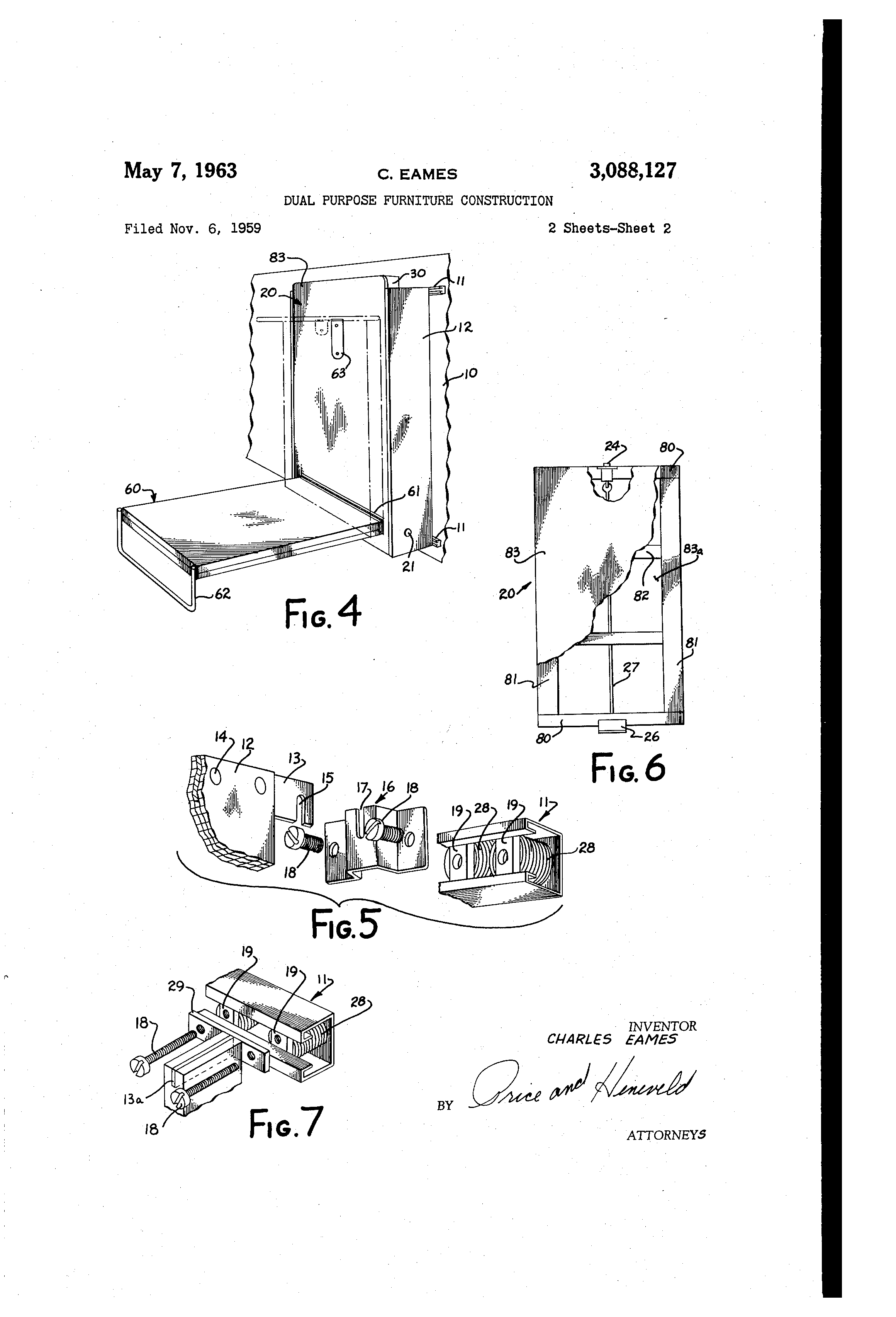 Patent US3088127 Dual purpose furniture construction Google Patents