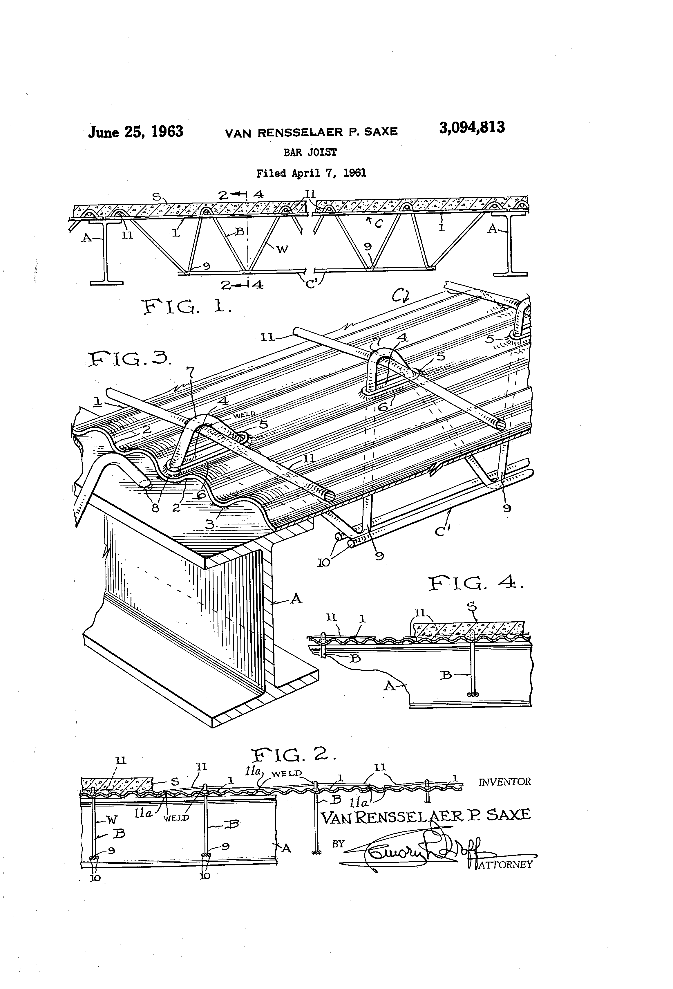 Patent US3094813 Bar joist Google Patents