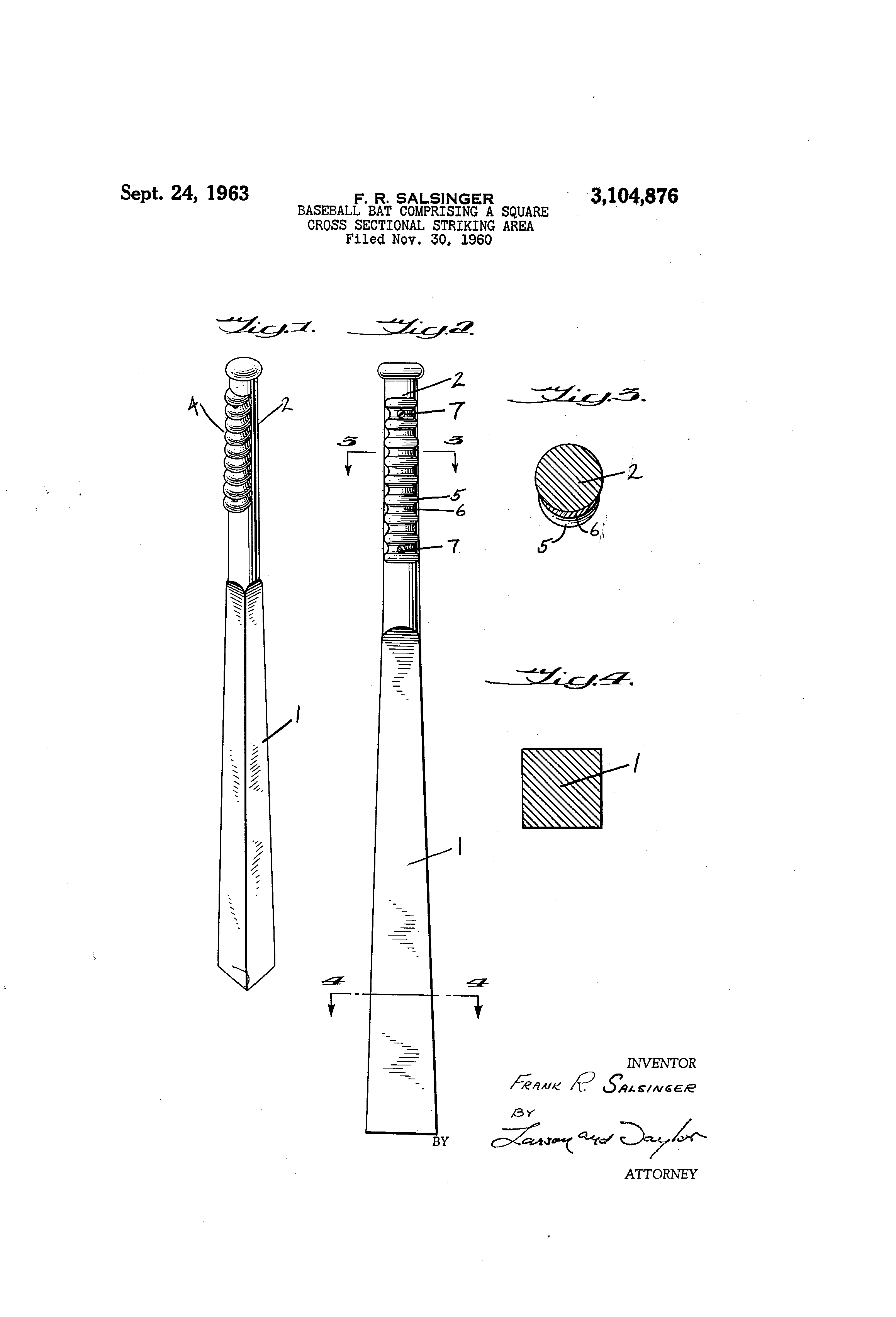 Patent US3104876 Baseball bat comprising a square cross Google Patents