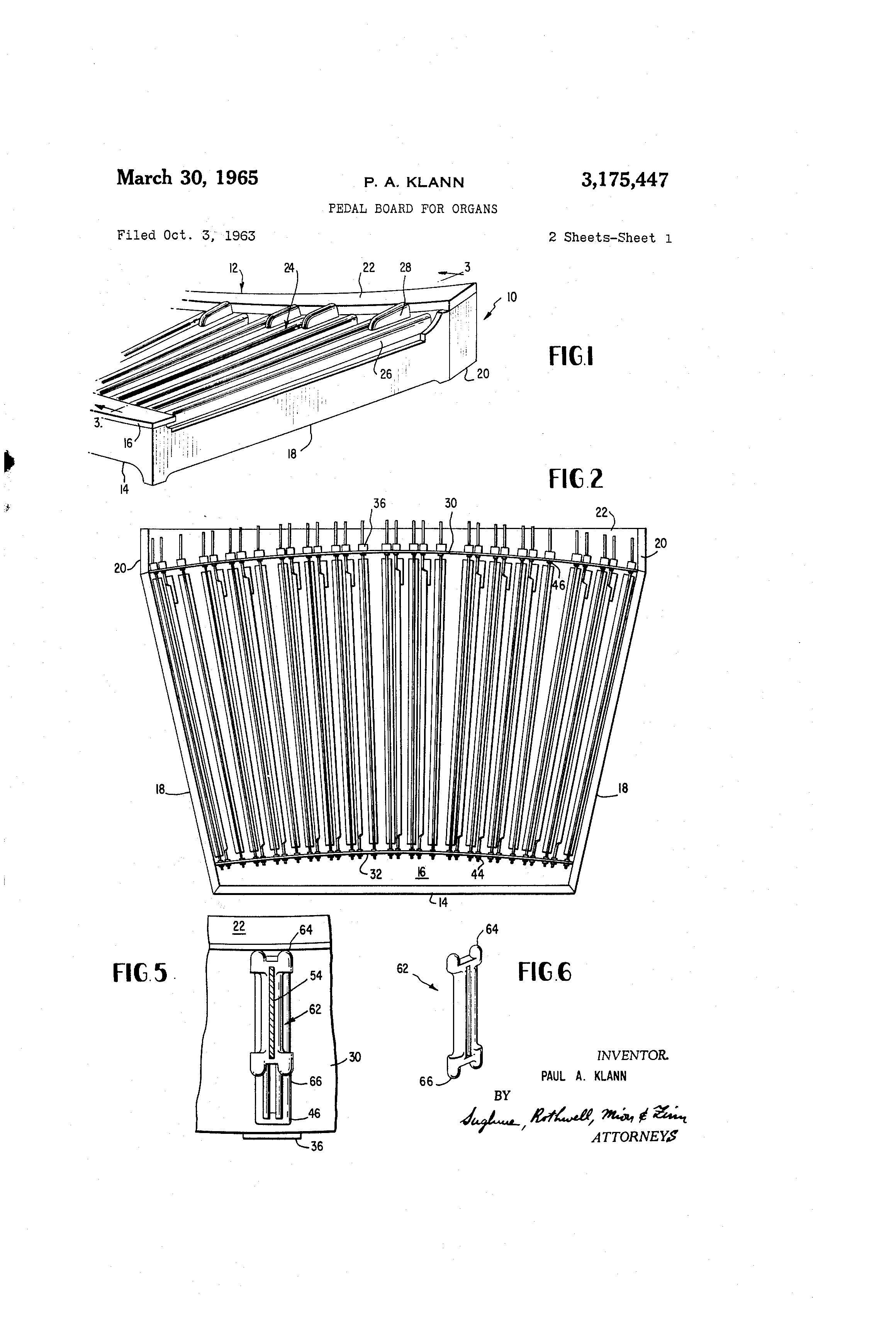 Patent US3175447 Pedal board for organs Google Patents