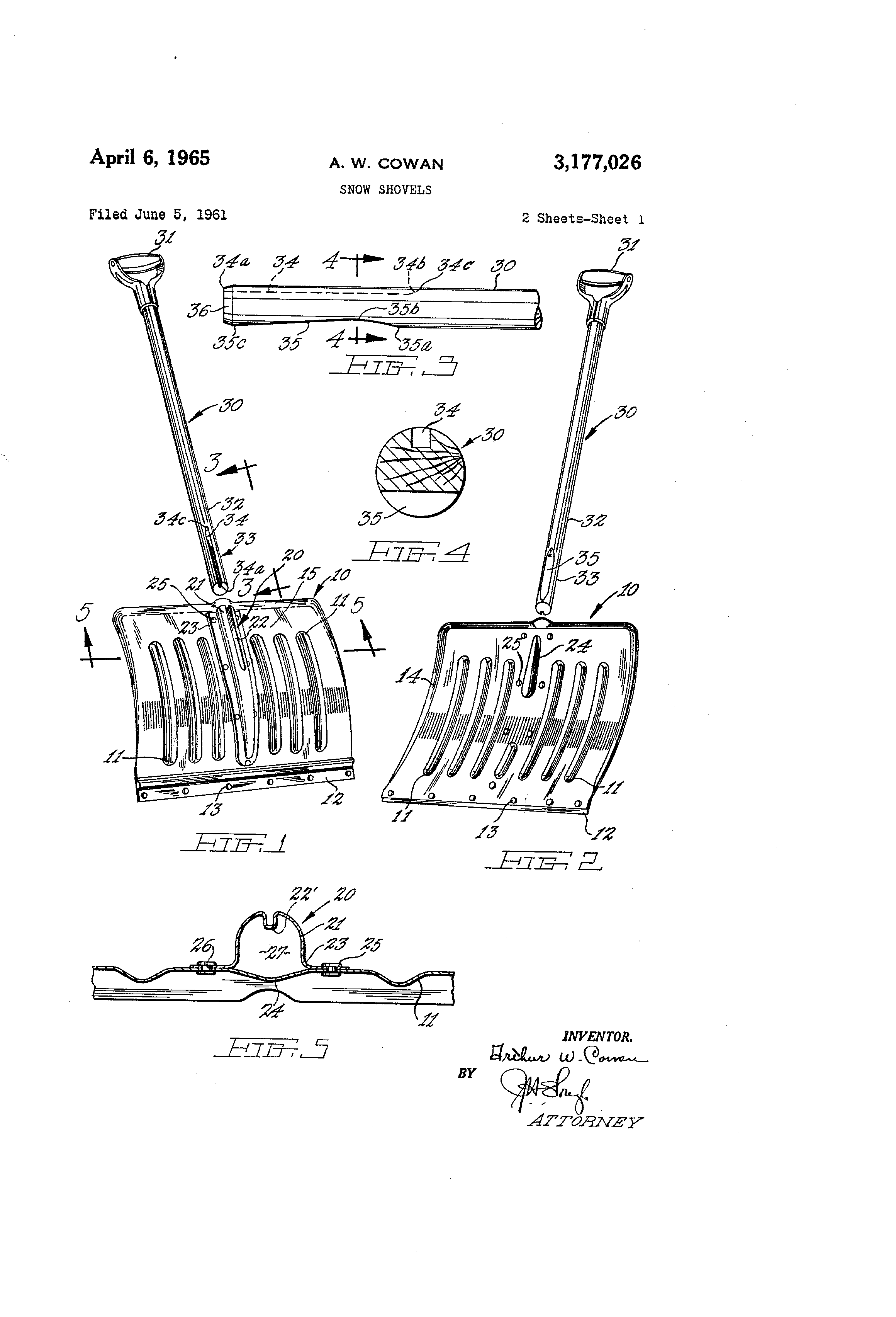 Patent US3177026 Snow shovels Google Patents