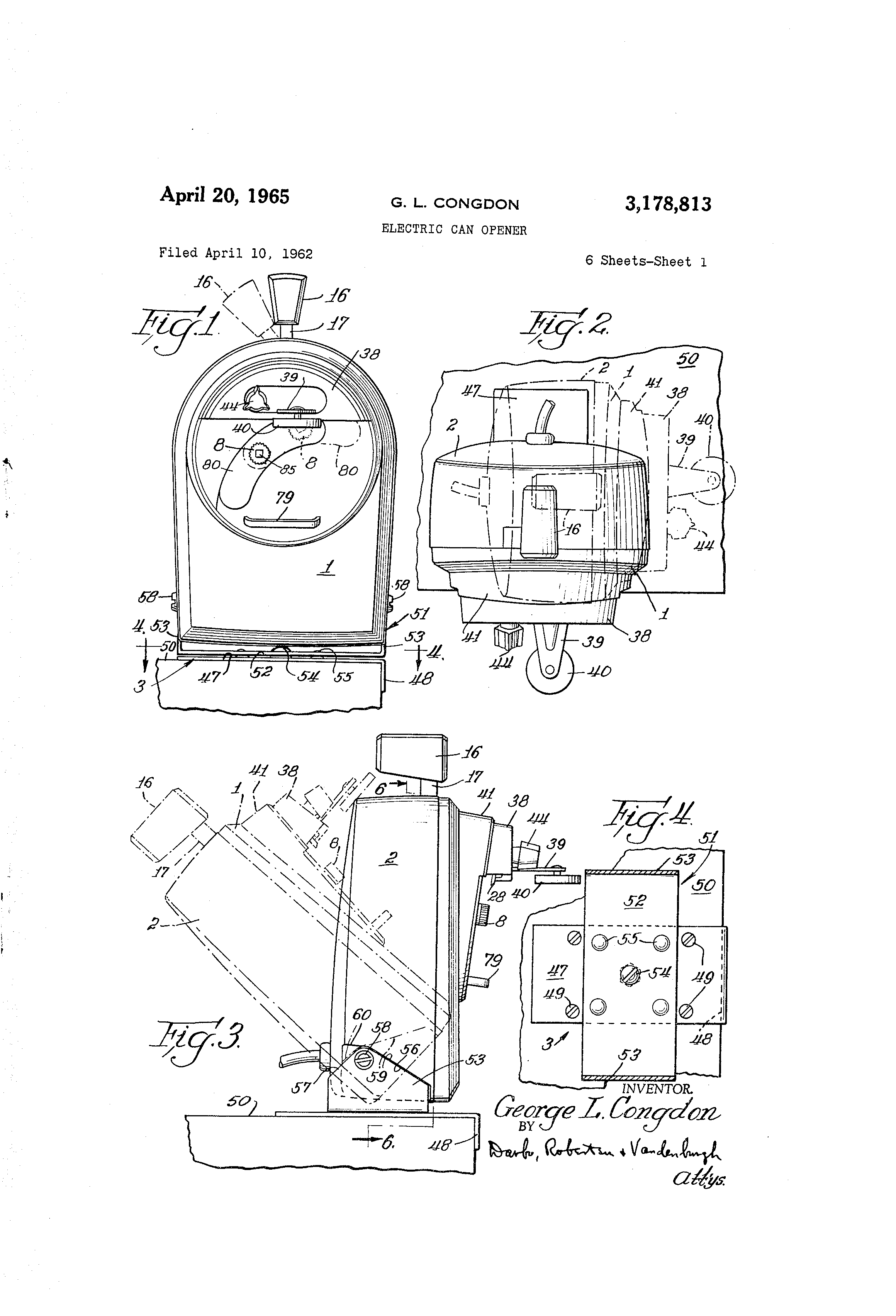 Patent US3178813 Electric can opener Google Patents