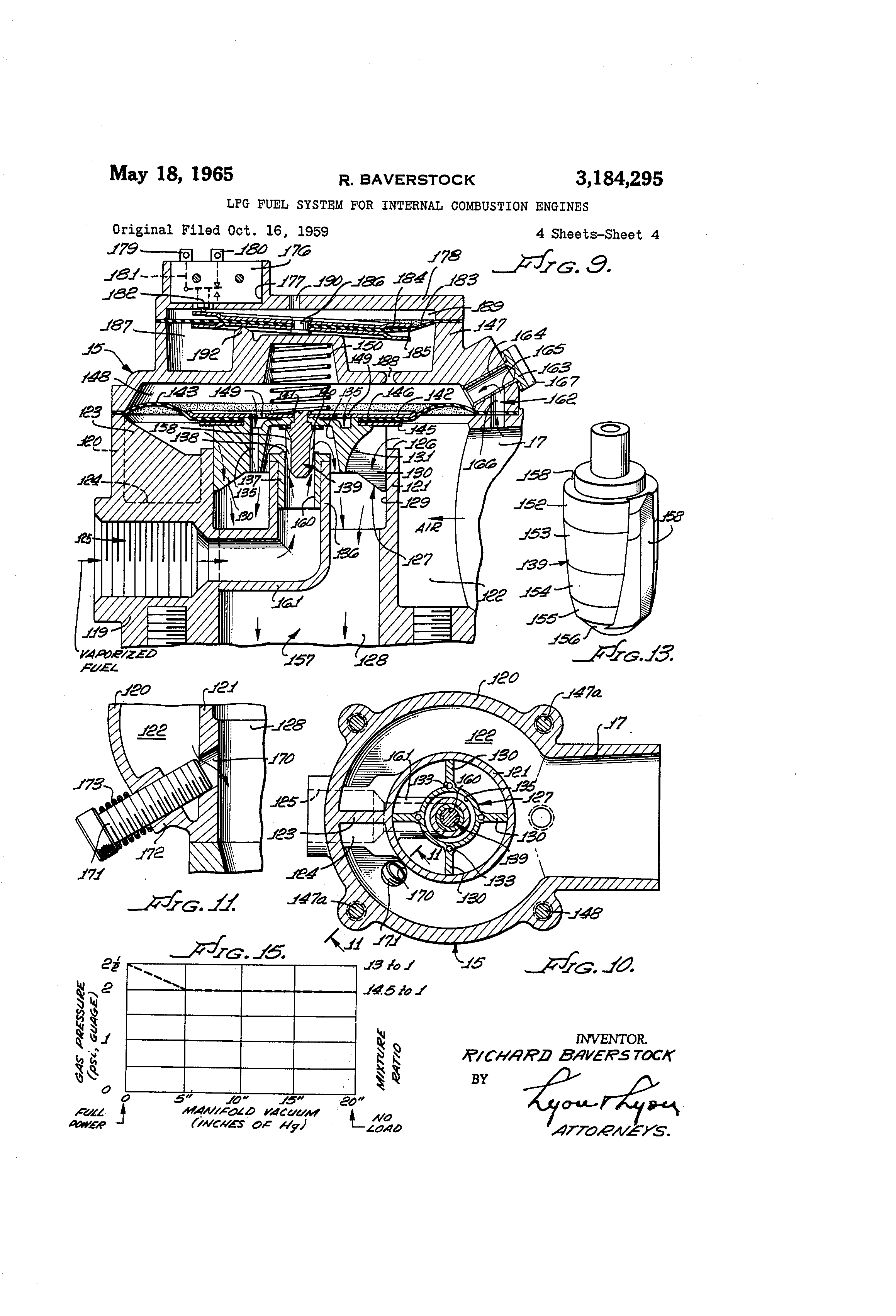 Patent US3184295 Lpg fuel system for internal combustion engines