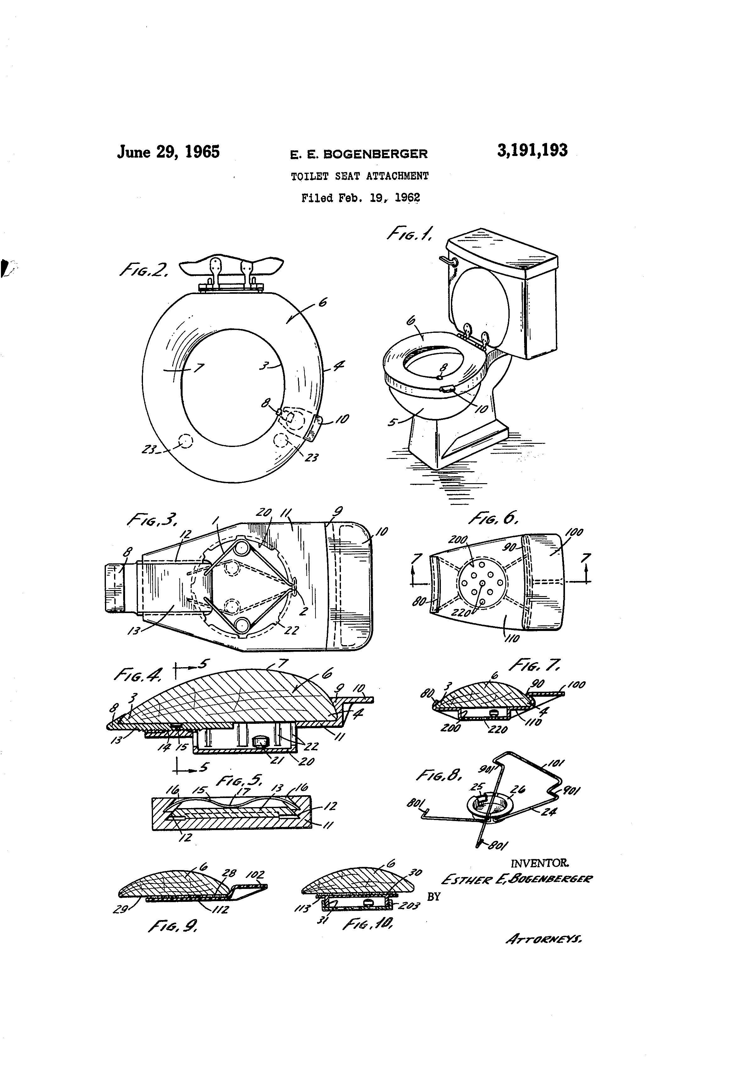 Patent US3191193 Toilet seat attachment Google Patents