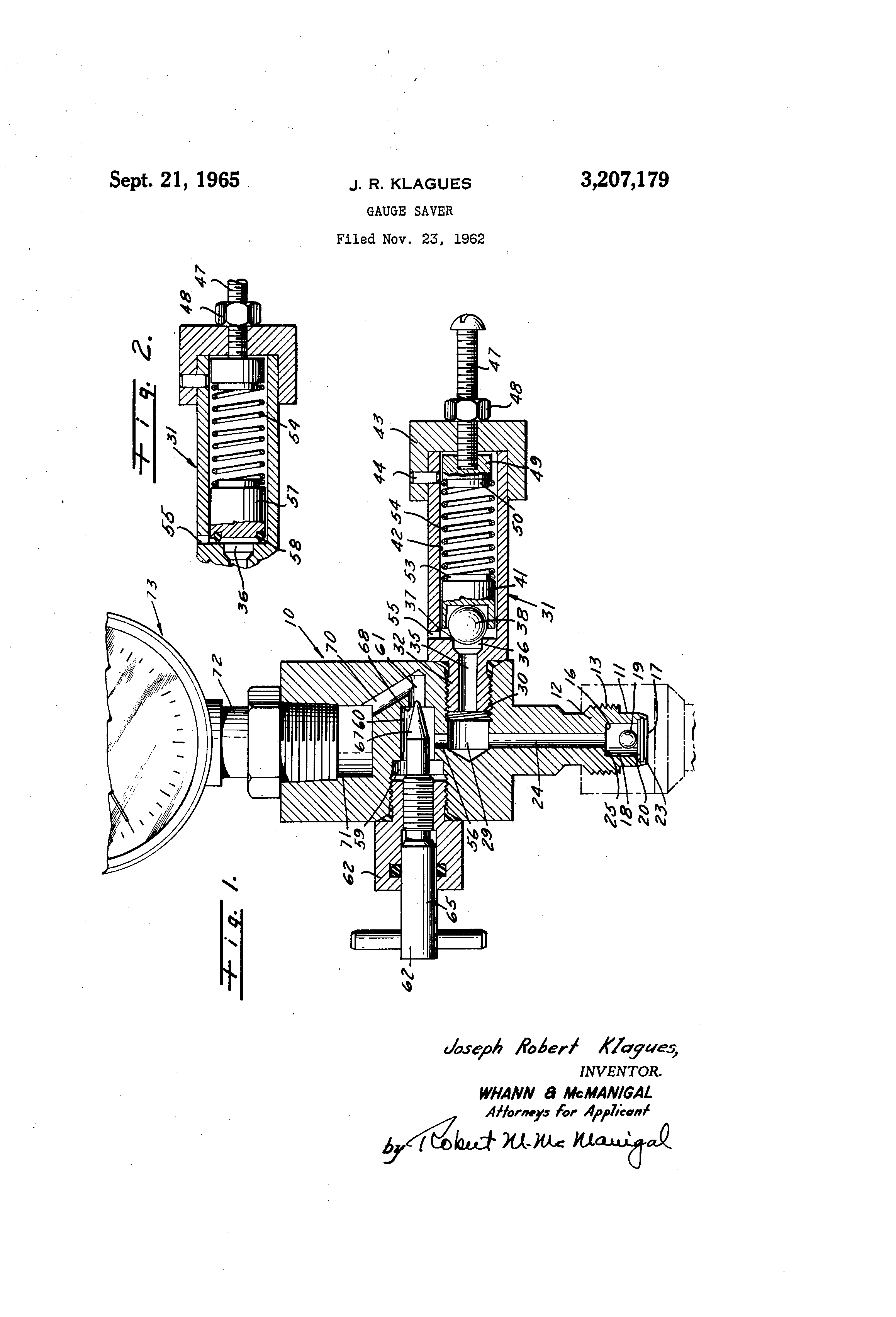 Patent US3207179 Gauge saver Google Patents