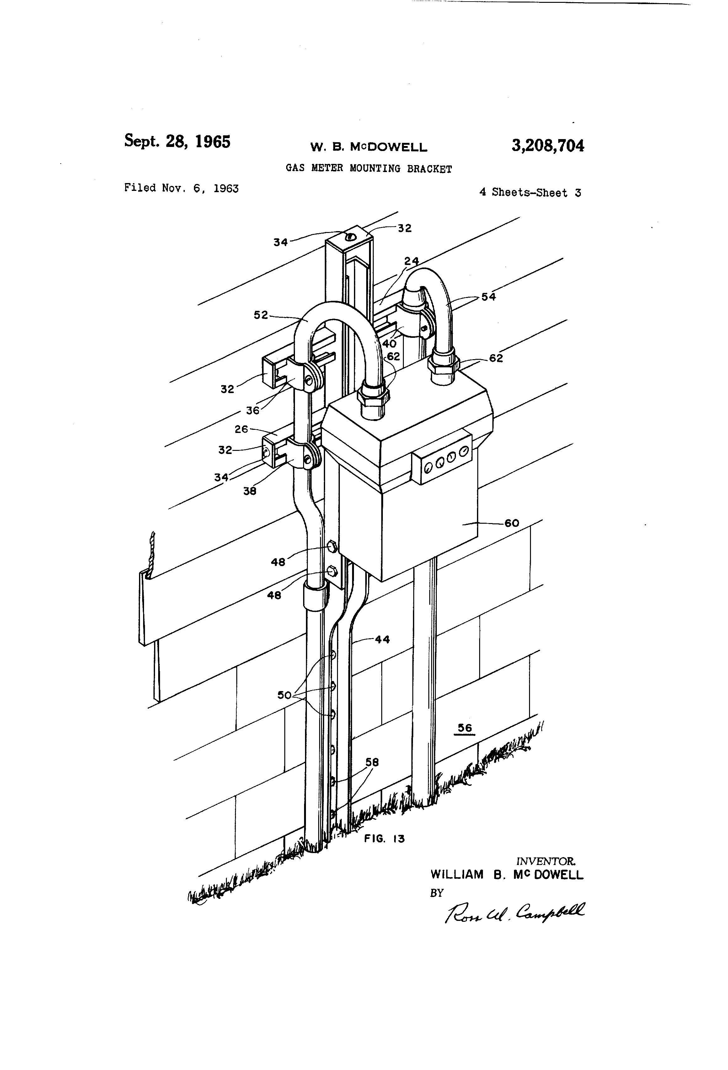 Patent US3208704 Gas meter mounting bracket Google Patents