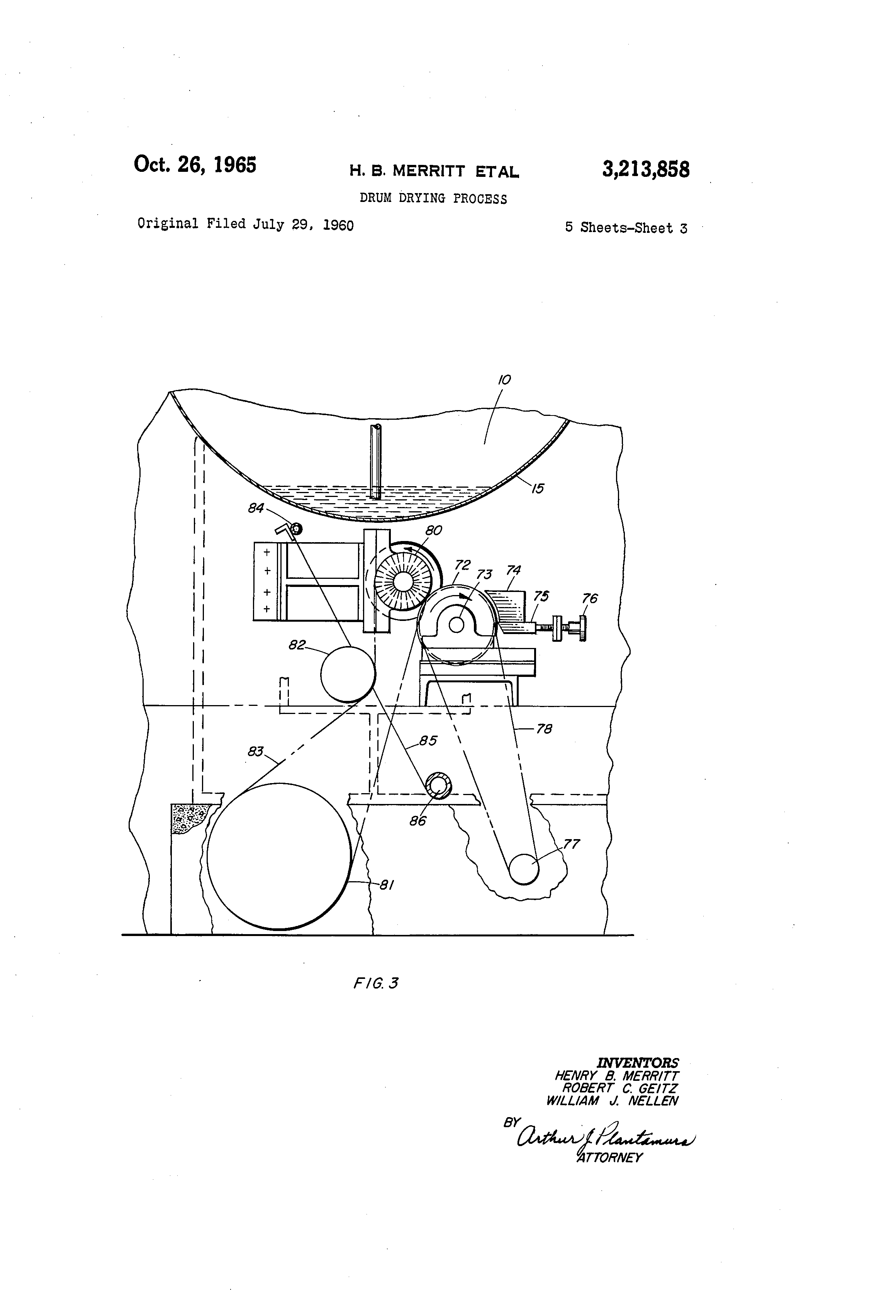 Patent US3213858 Drum drying process Google Patents