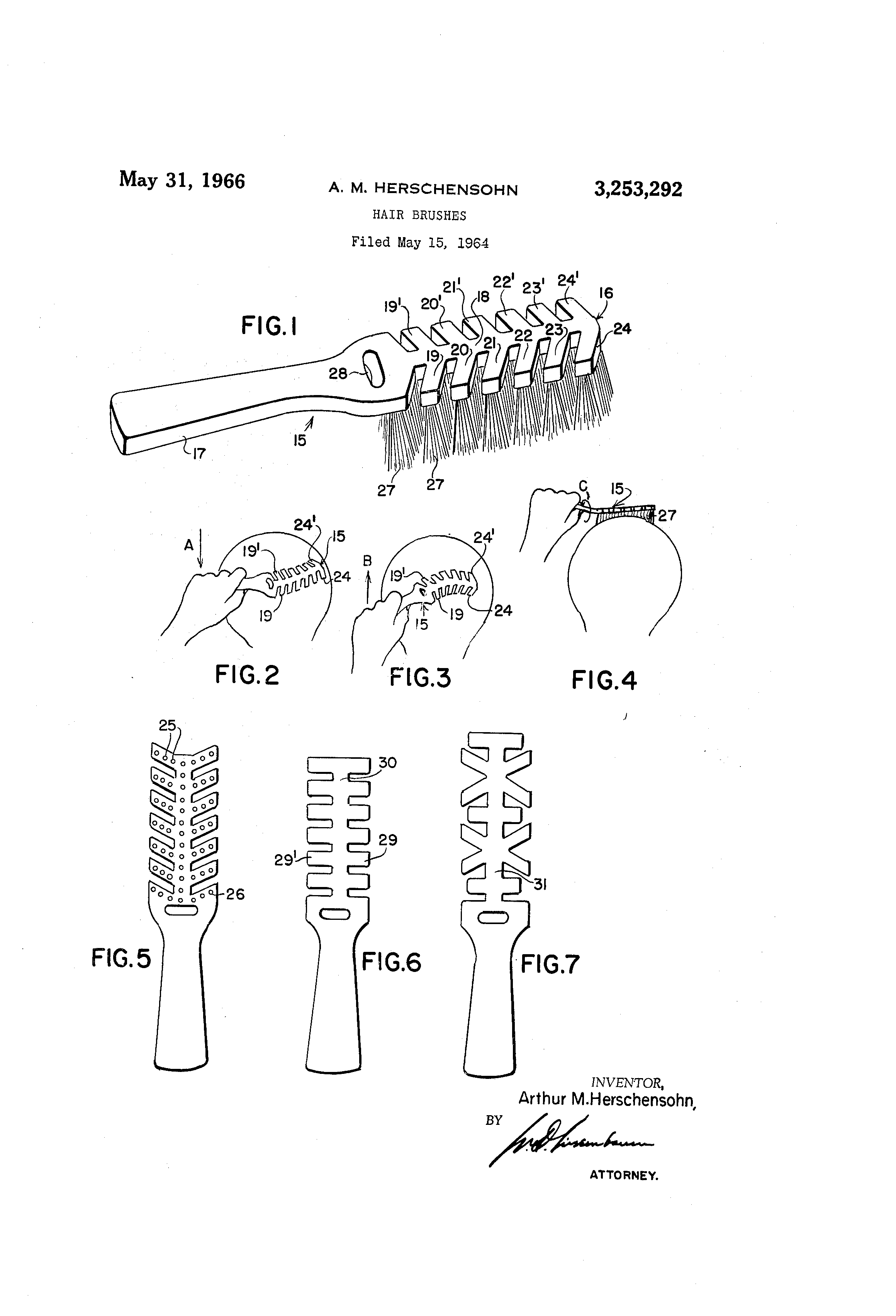 Patent US3253292 Hair brushes Google Patents