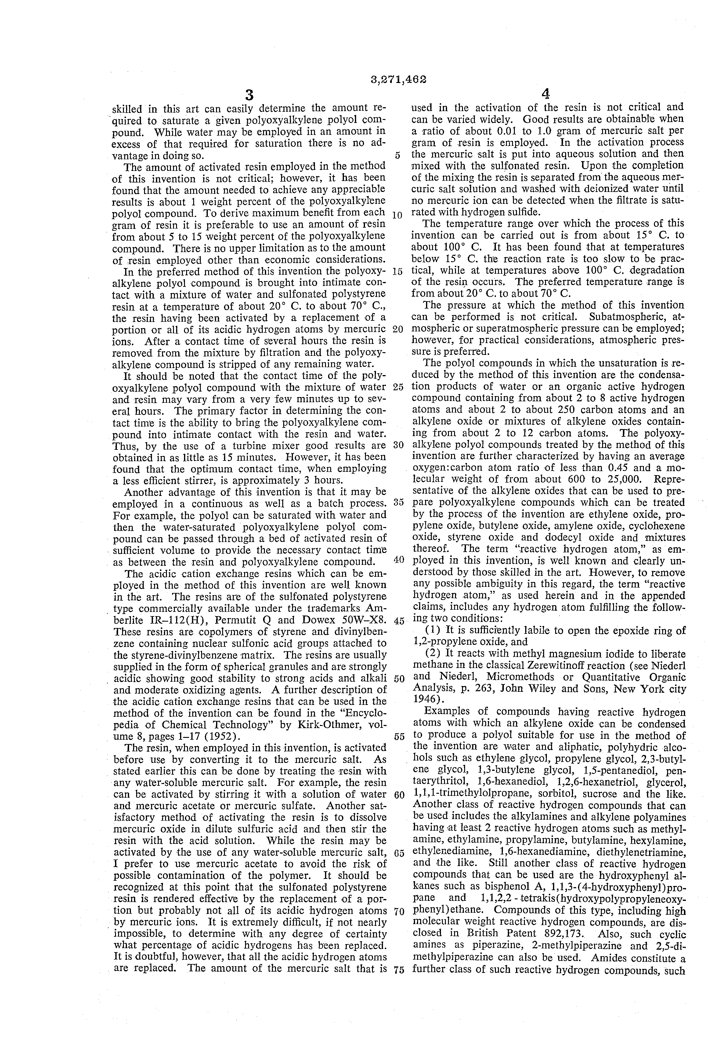 elimination of polyoxyalkylene unsaturation