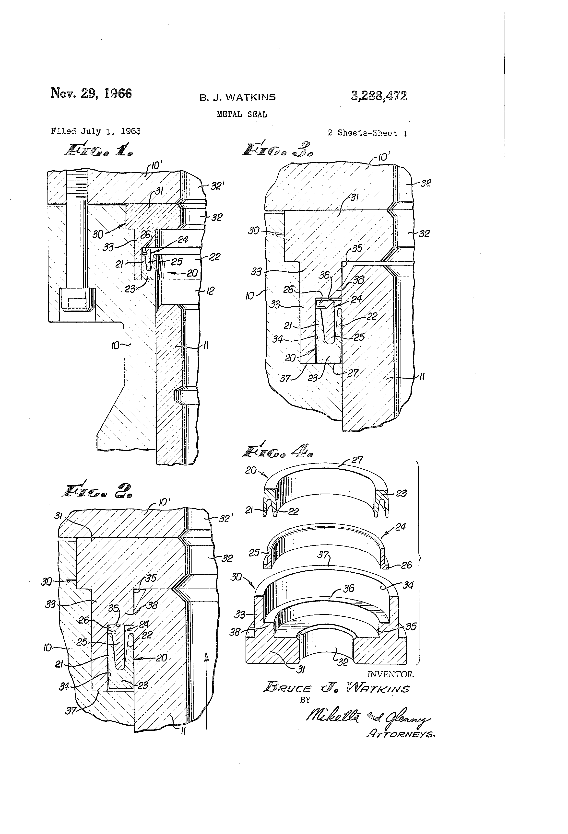 Patent US3288472 Metal seal Google Patents
