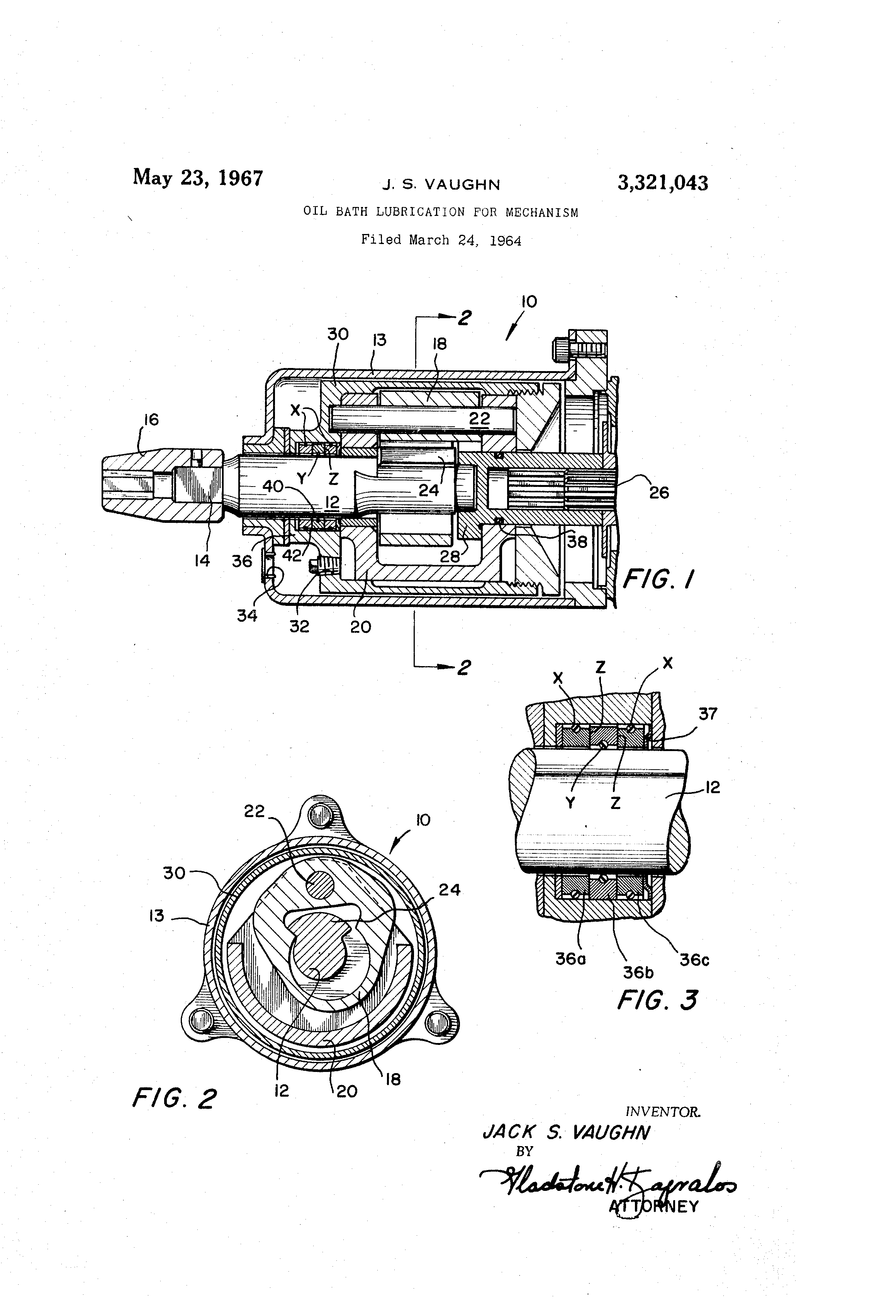 Patent US3321043 Oil bath lubrication for mechanism Google Patents
