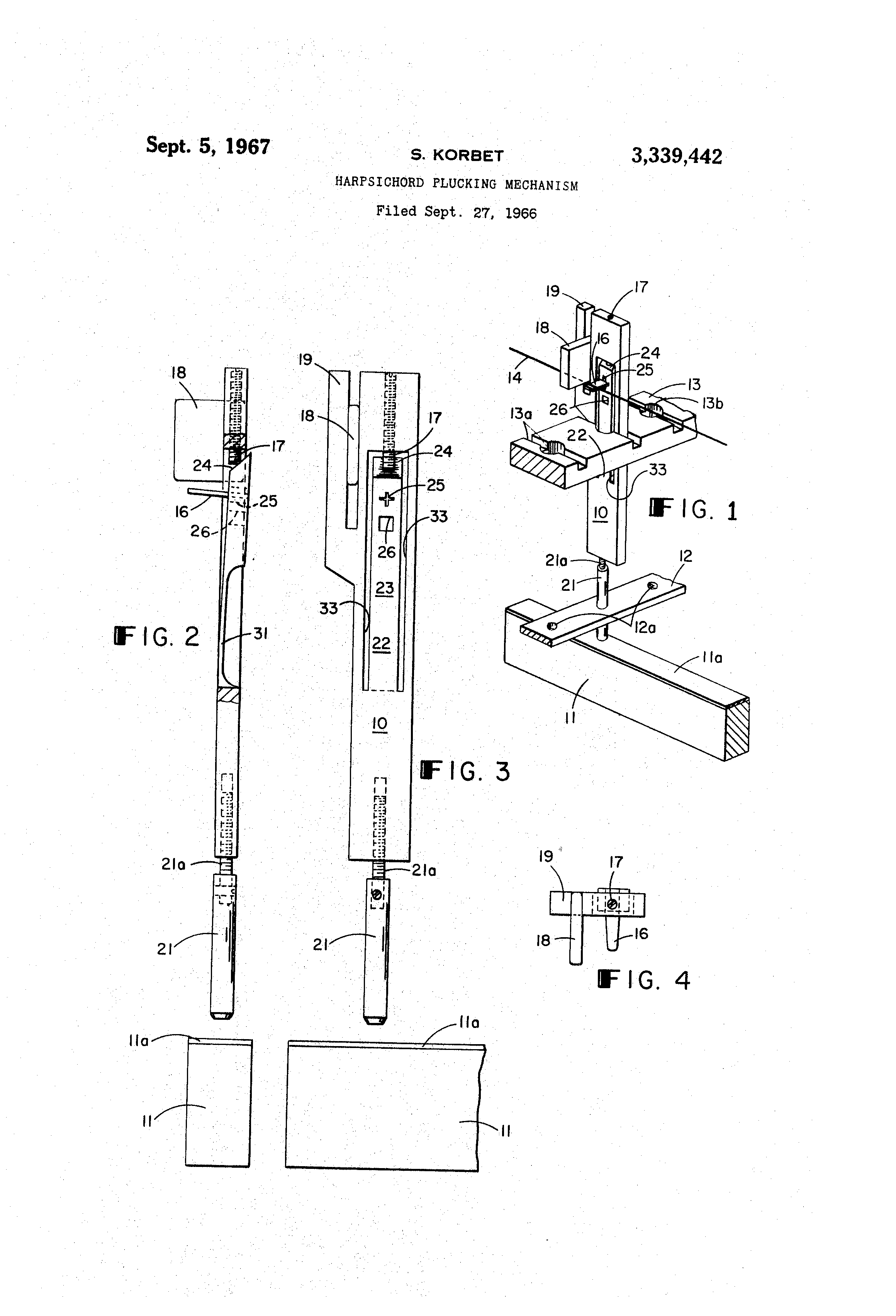 Patent US3339442 Harpsichord plucking mechanism Google Patents