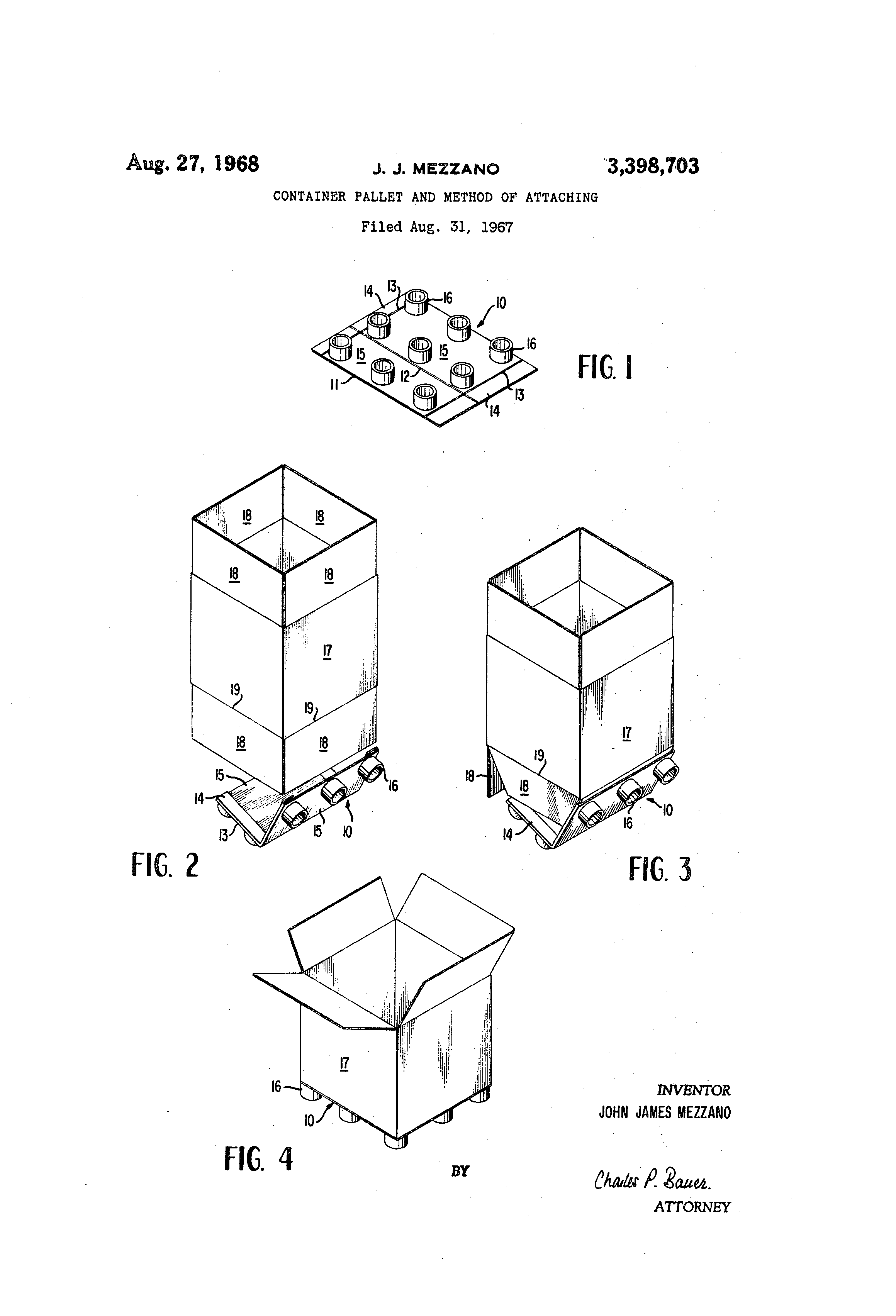 Patent US3398703 Container pallet and method of attaching Google