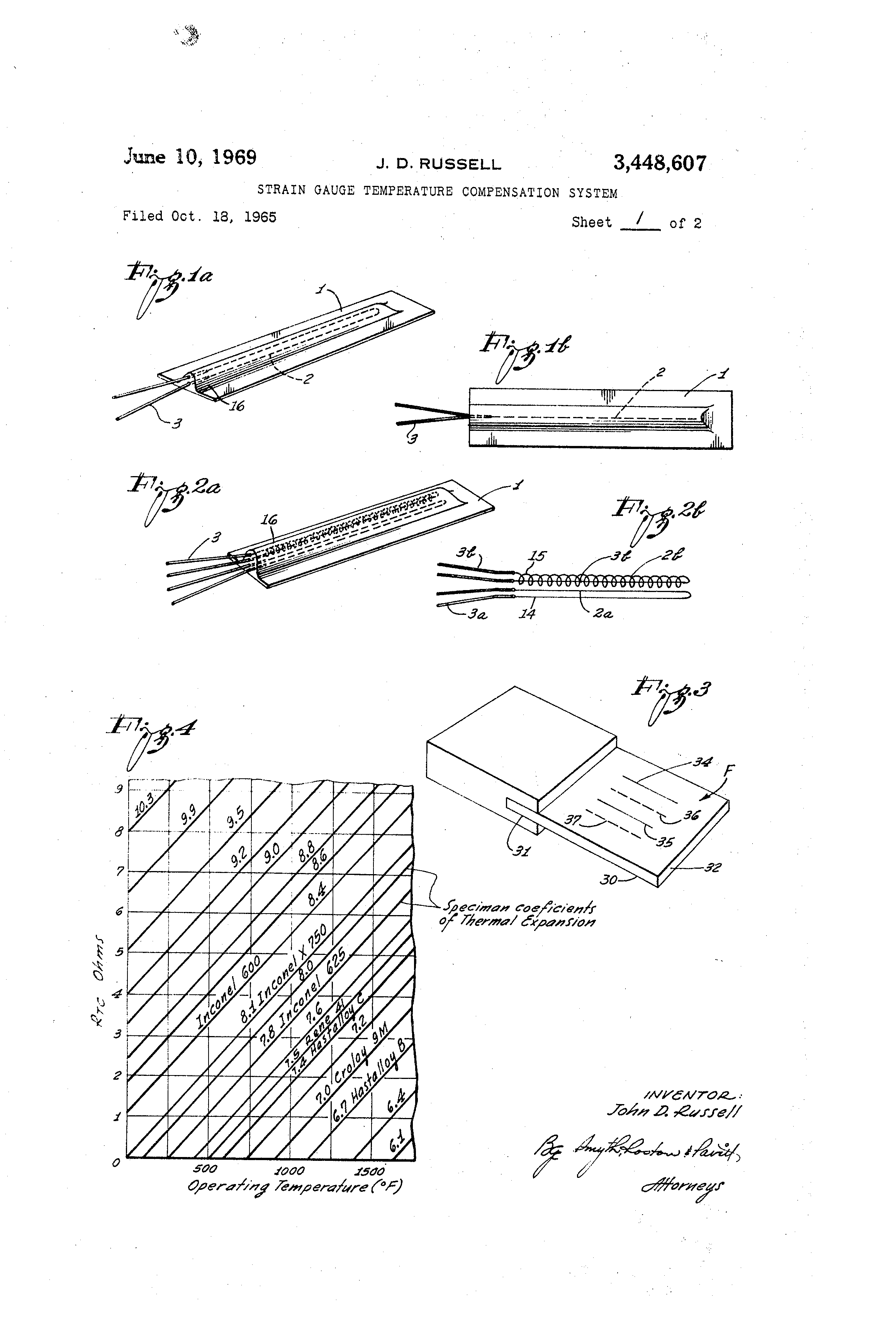 Patent Us3448607 Strain Gauge Temperature Compensation System Patent Drawing