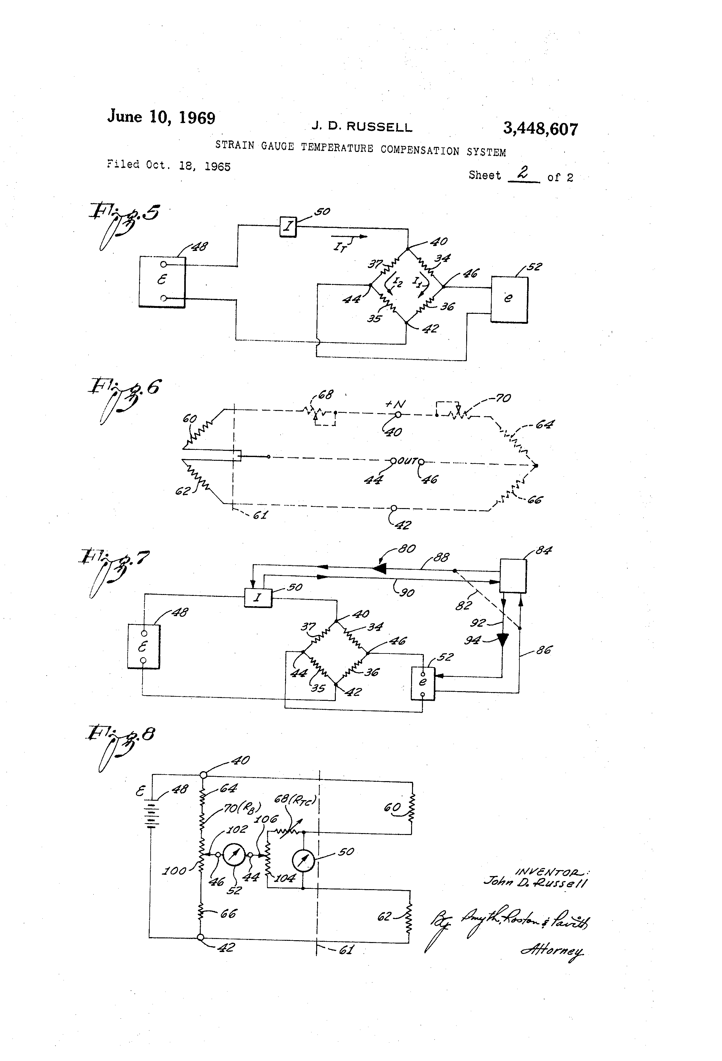 Patent Us3448607 Strain Gauge Temperature Compensation System Patent Drawing