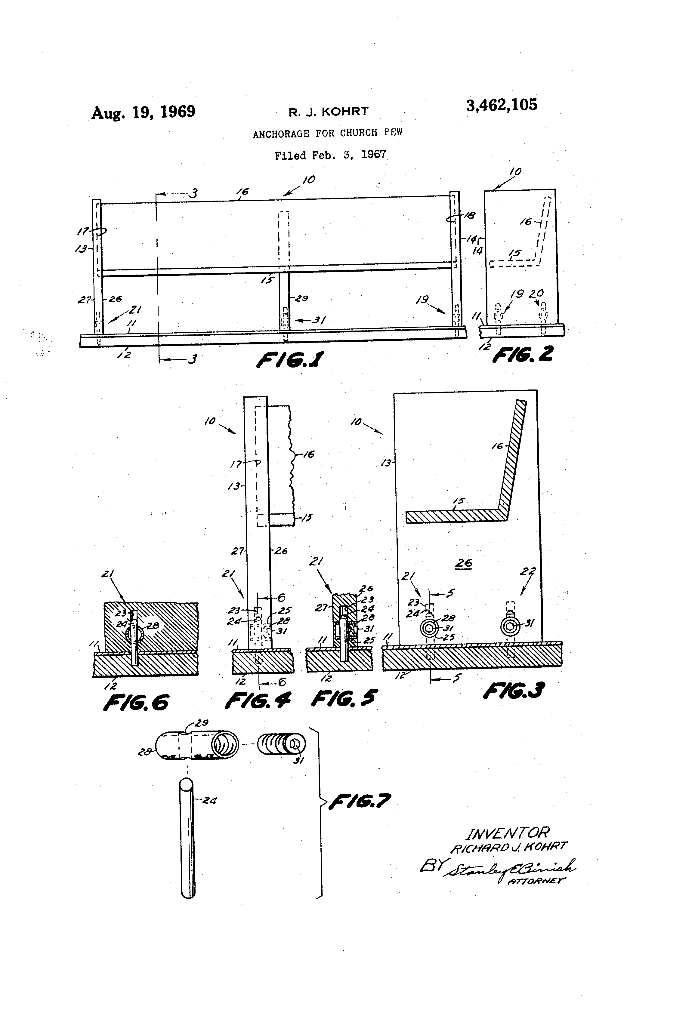 Patent US3462105 Anchorage For Church Pew Google Patents Patent US3462105 Anchorage For Church Pew Google Patents