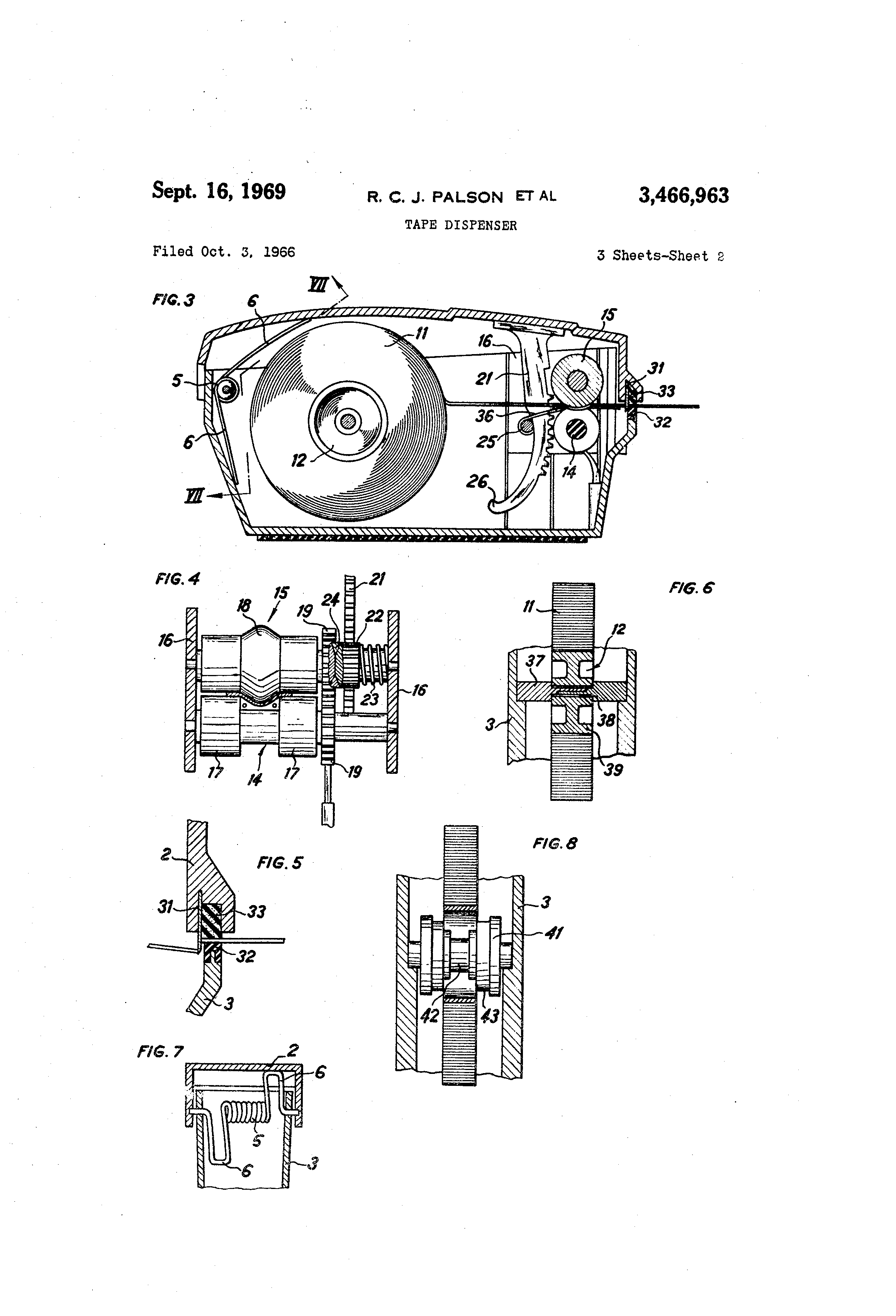 Patent US3466963 Tape dispenser Google Patents