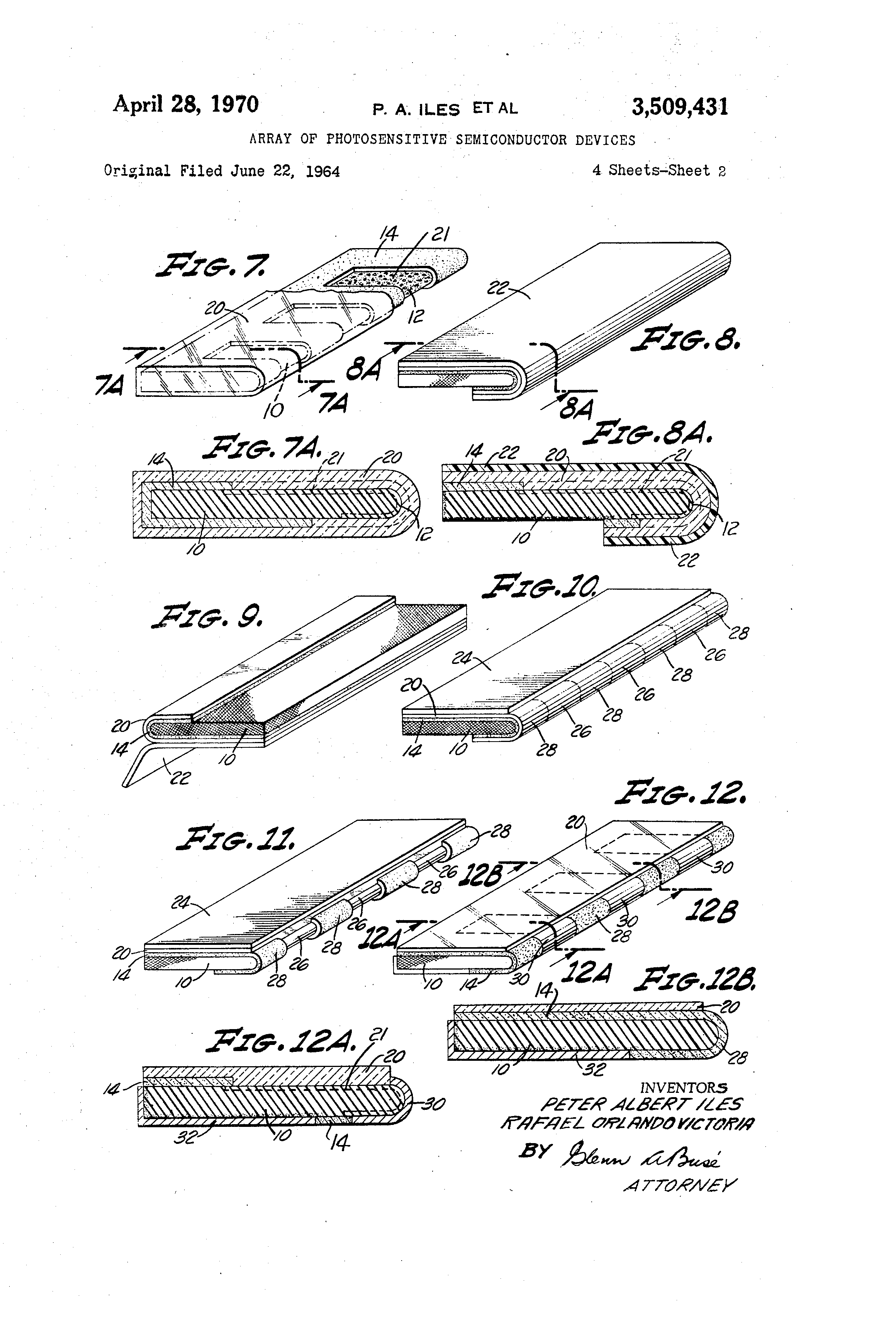 Patent US3509431 Array of photosensitive semiconductor devices