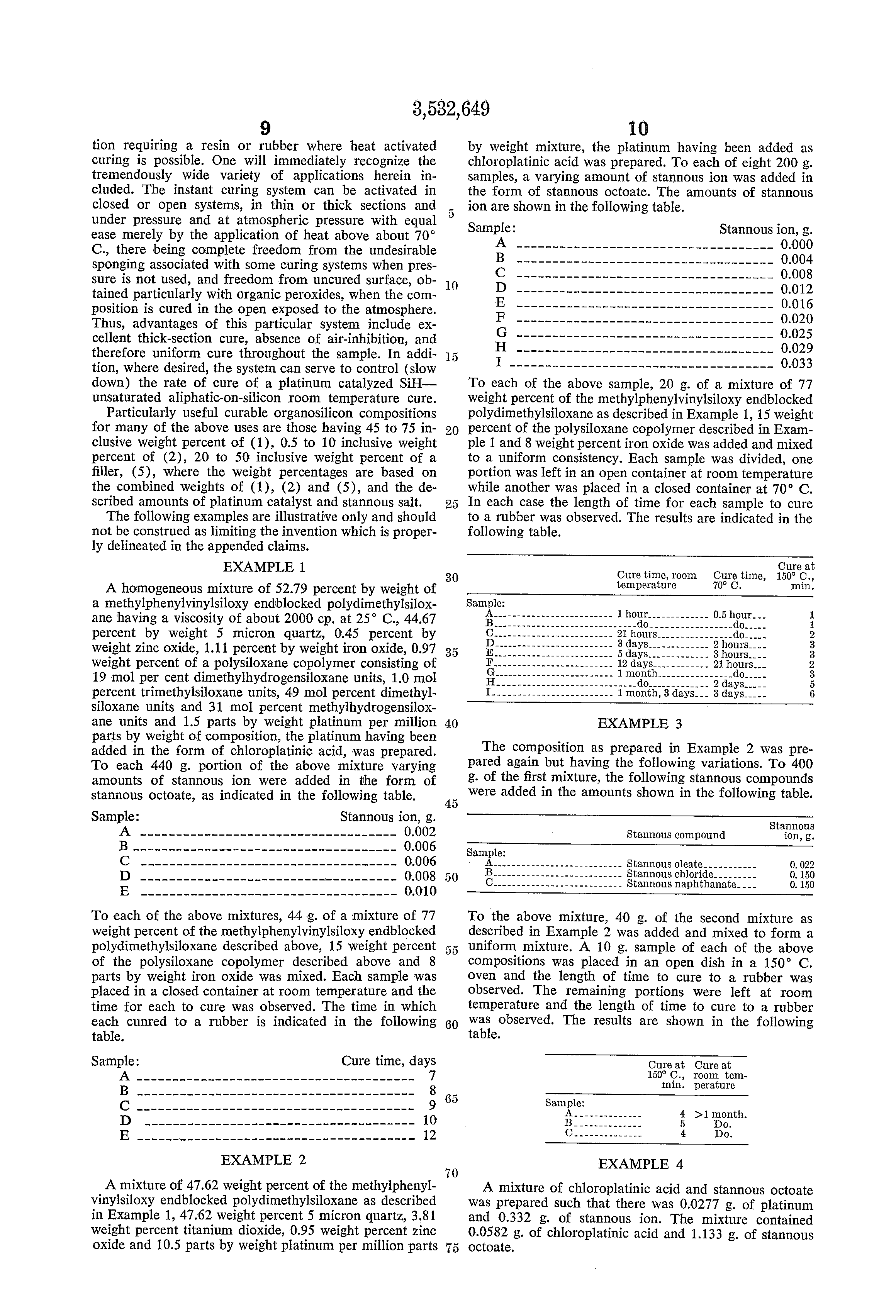 Patent US3532649 - Heat activated curing system for organosilicon