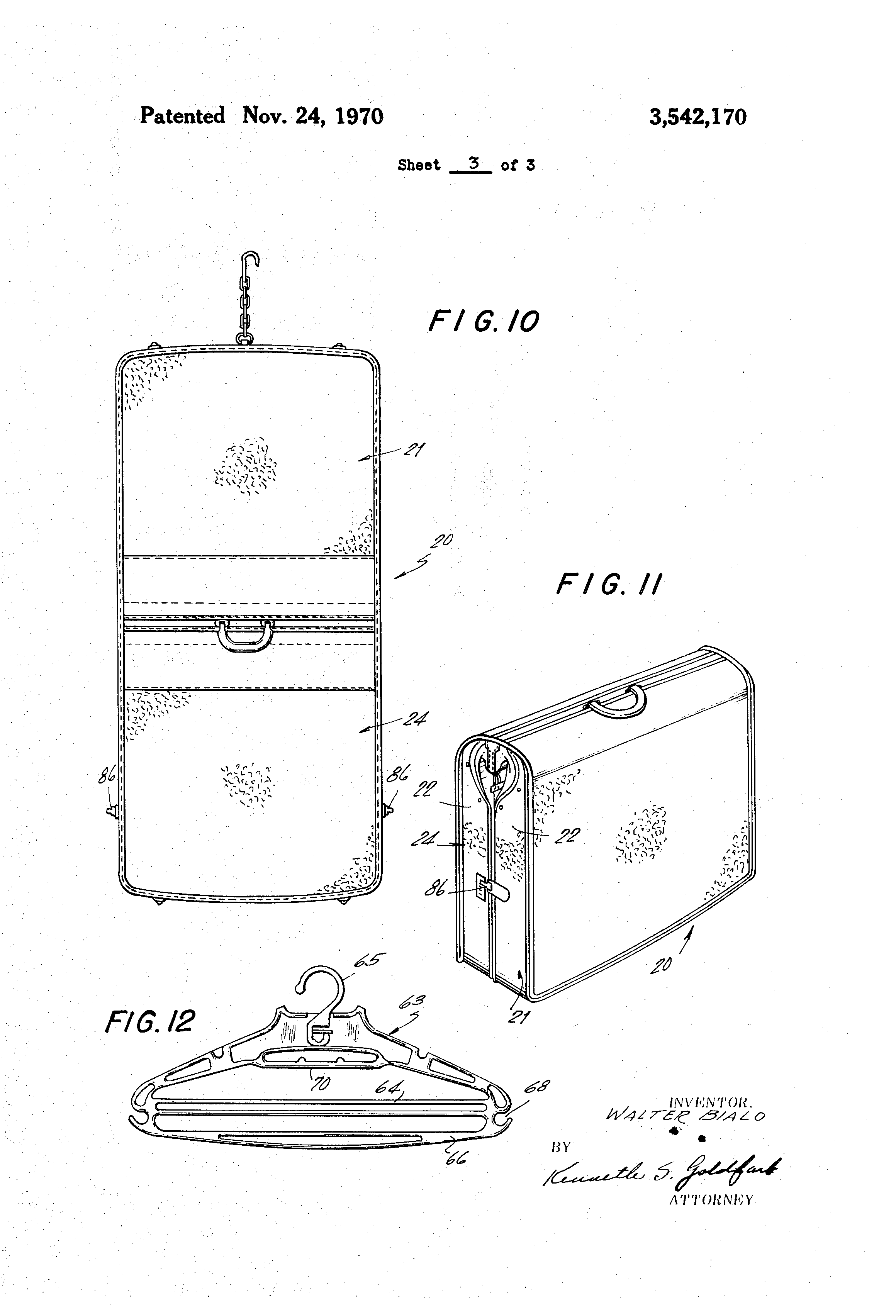 Patent US3542170 Article of luggage Google Patents
