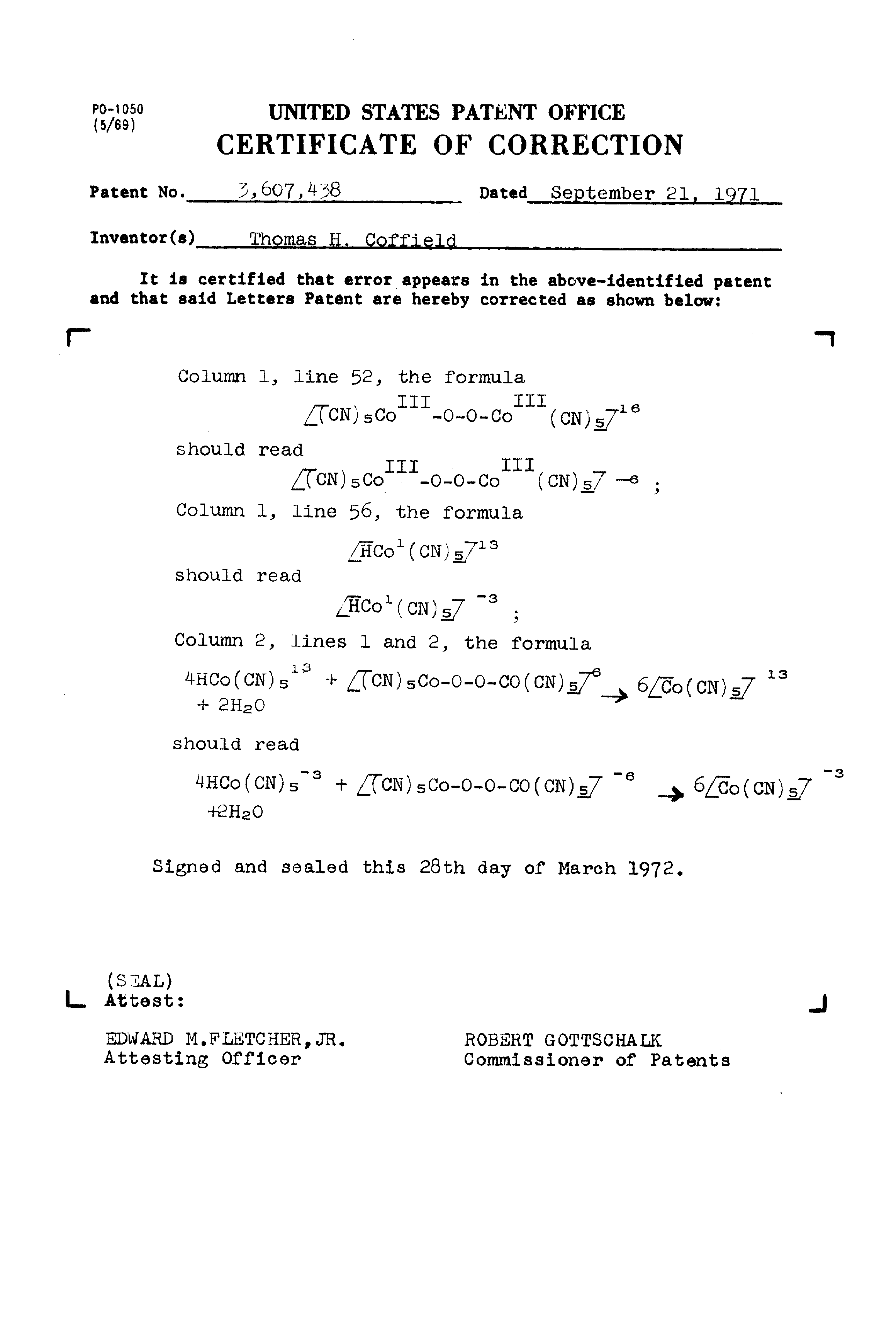 Patent Us3607438 Pentacyanocobaltate Electrolytes For Fuel Cells Patent Drawing