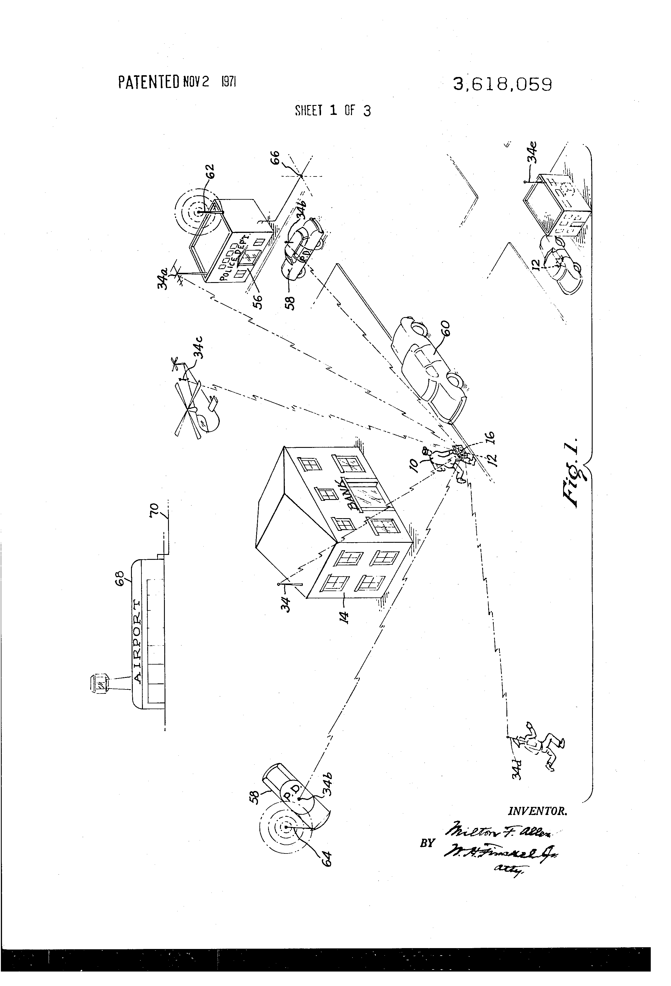 Patent US3618059 - Electronic detection and tracing means - Google Patents