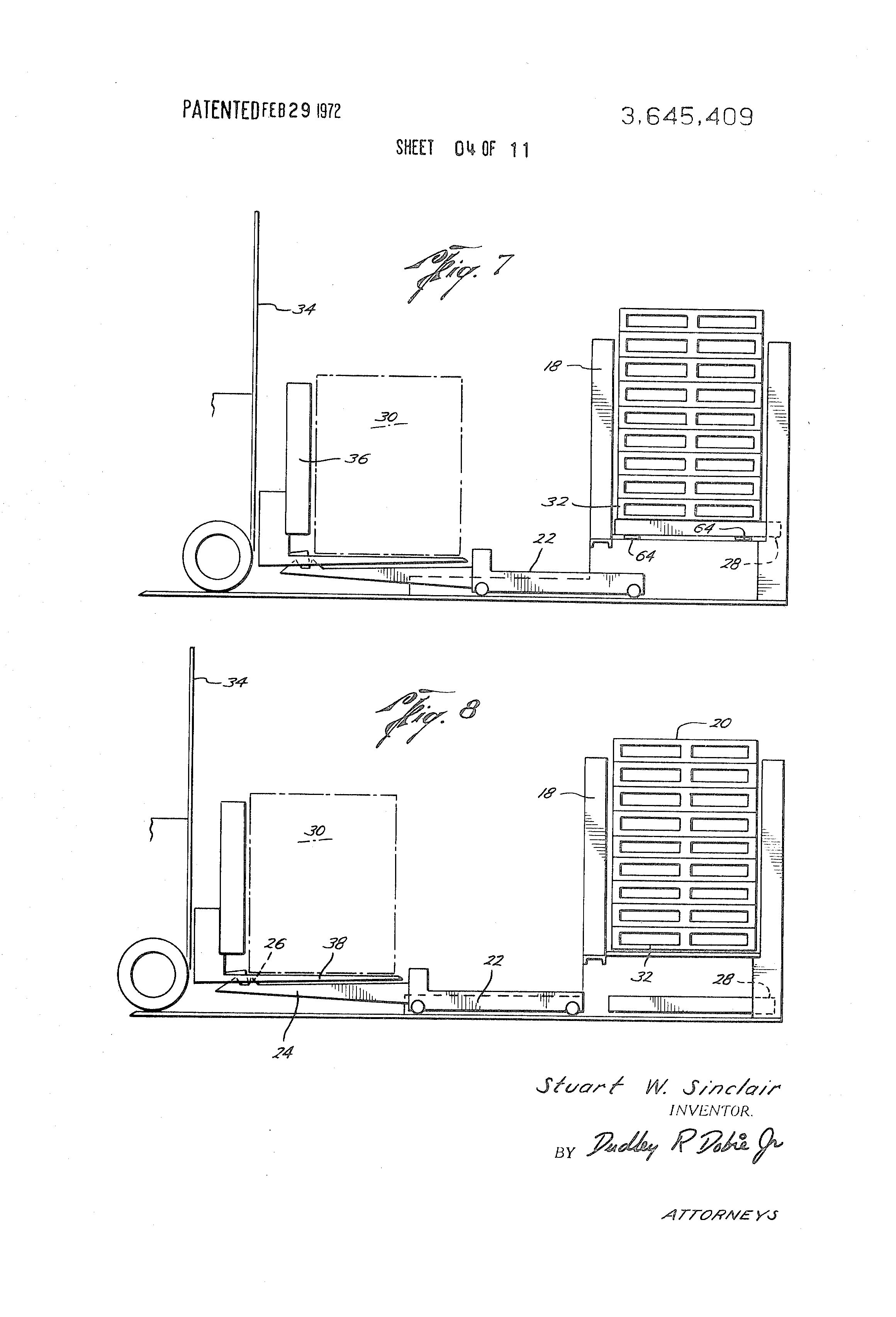 Patent US3645409 Load transfer and pallet stacker Google Patents