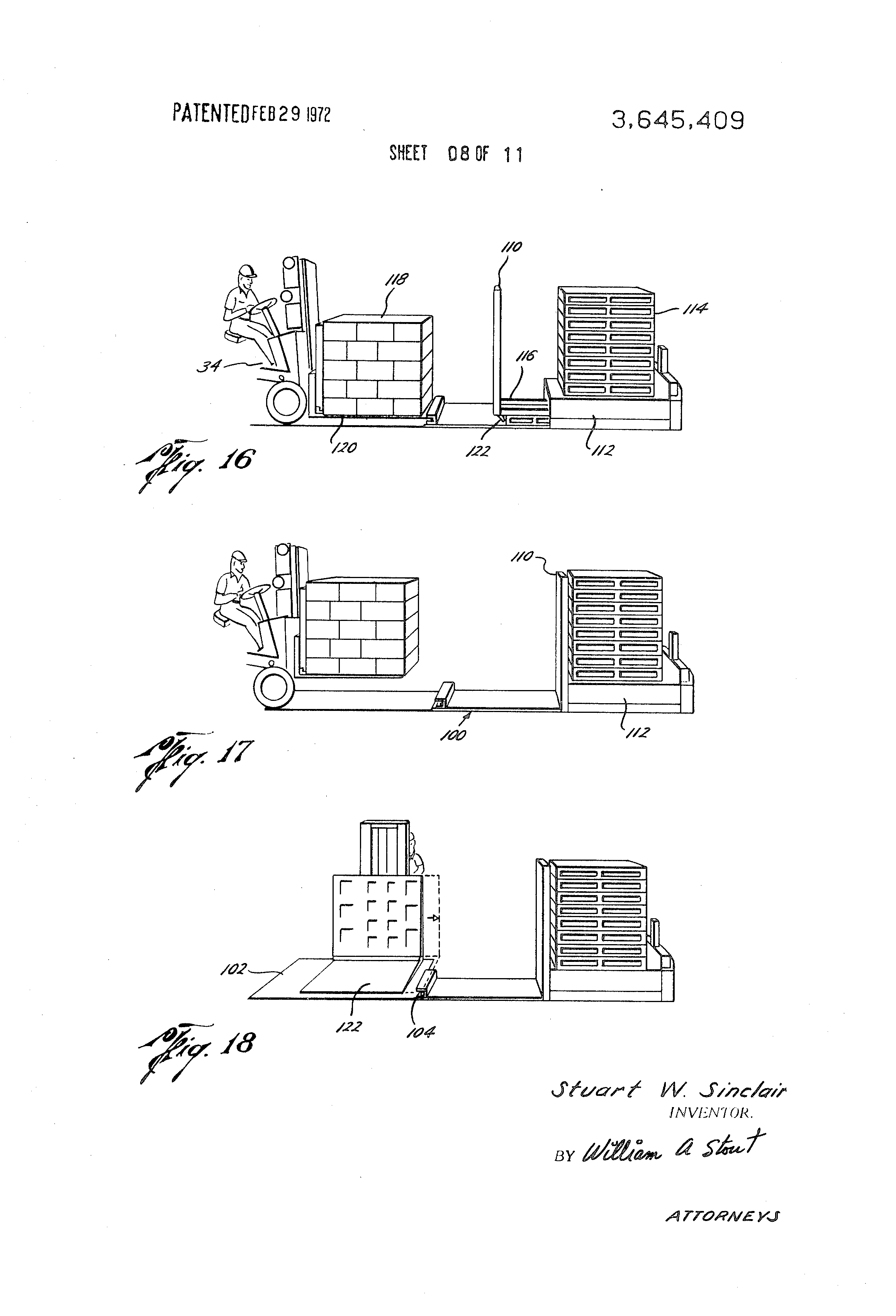 Patent US3645409 Load transfer and pallet stacker Google Patents