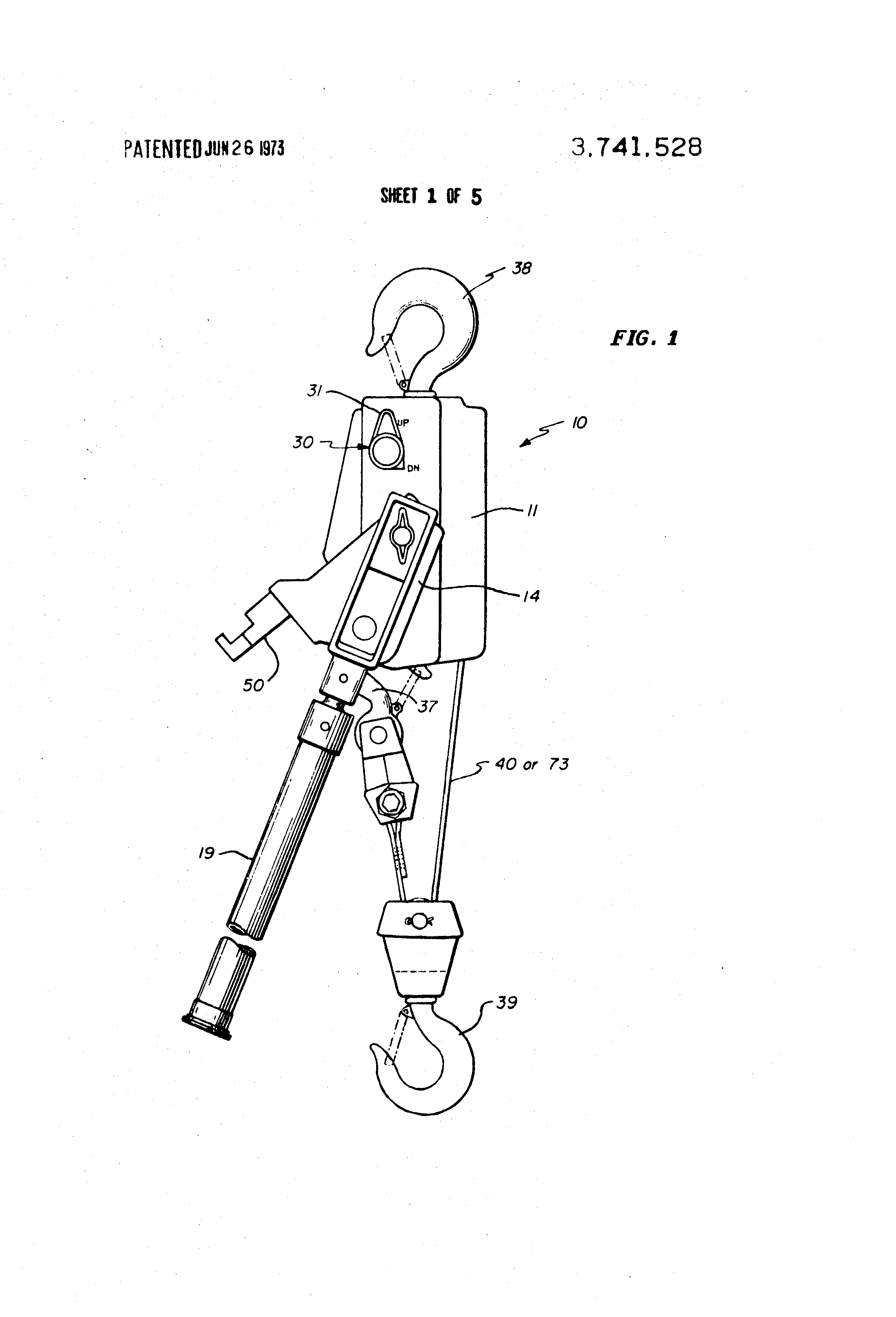Patent US3741528 Cable guard for ratchet lever drum puller Google