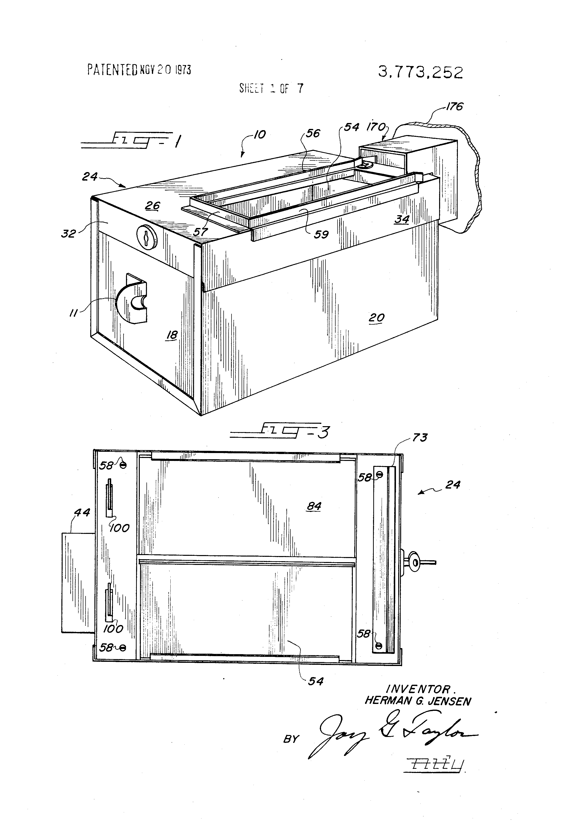 Patent US3773252 Selflocking cash box Google Patents