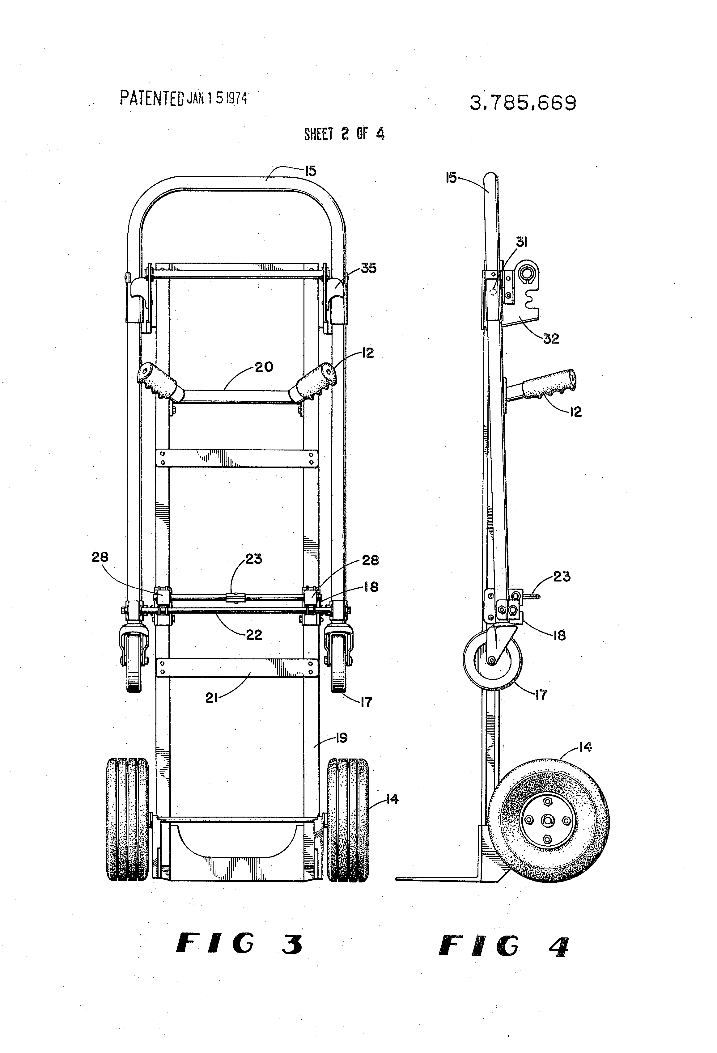 Patent US3785669 Convertible bulk hand truck Google Patents