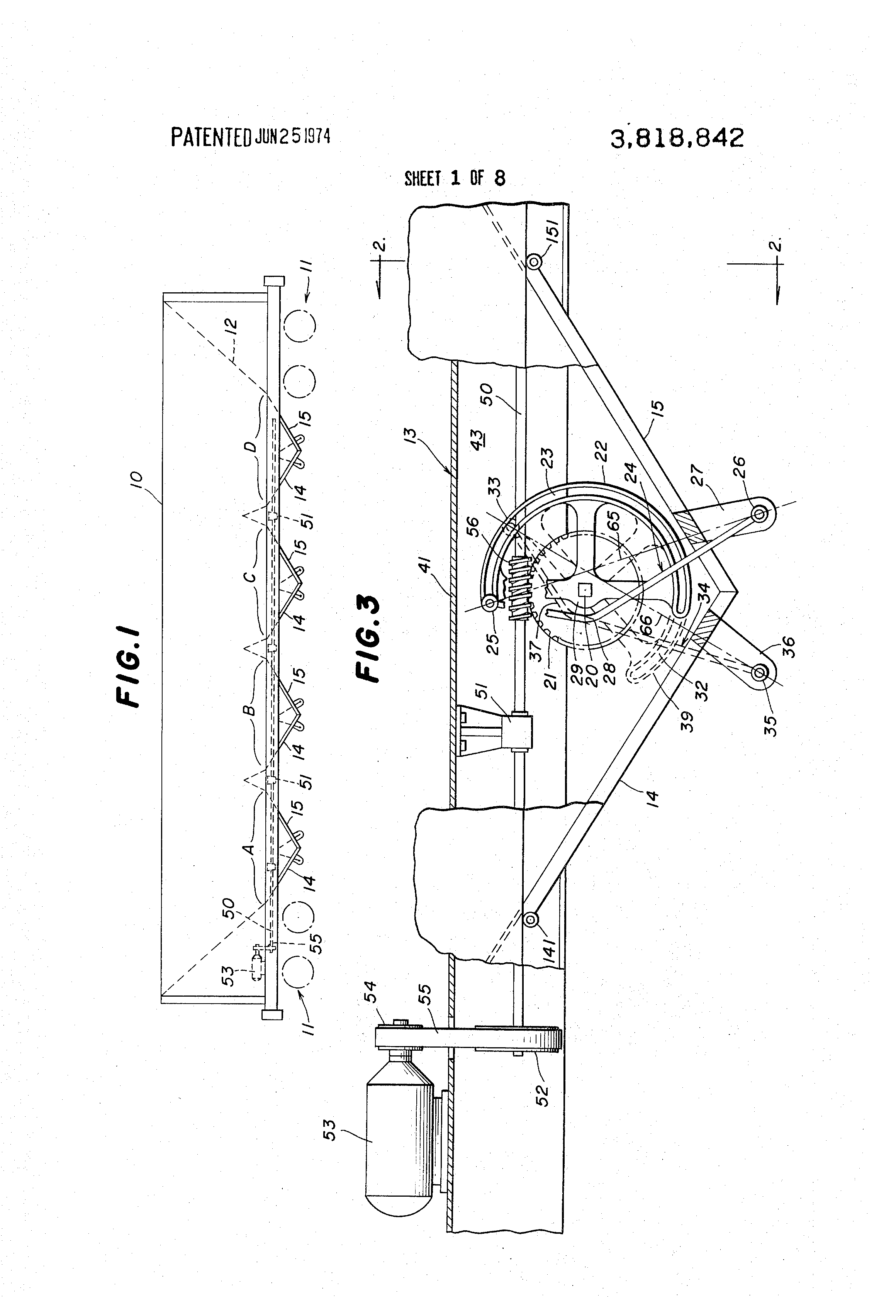 Patent US3818842 Rapid discharging hopper car door actuating